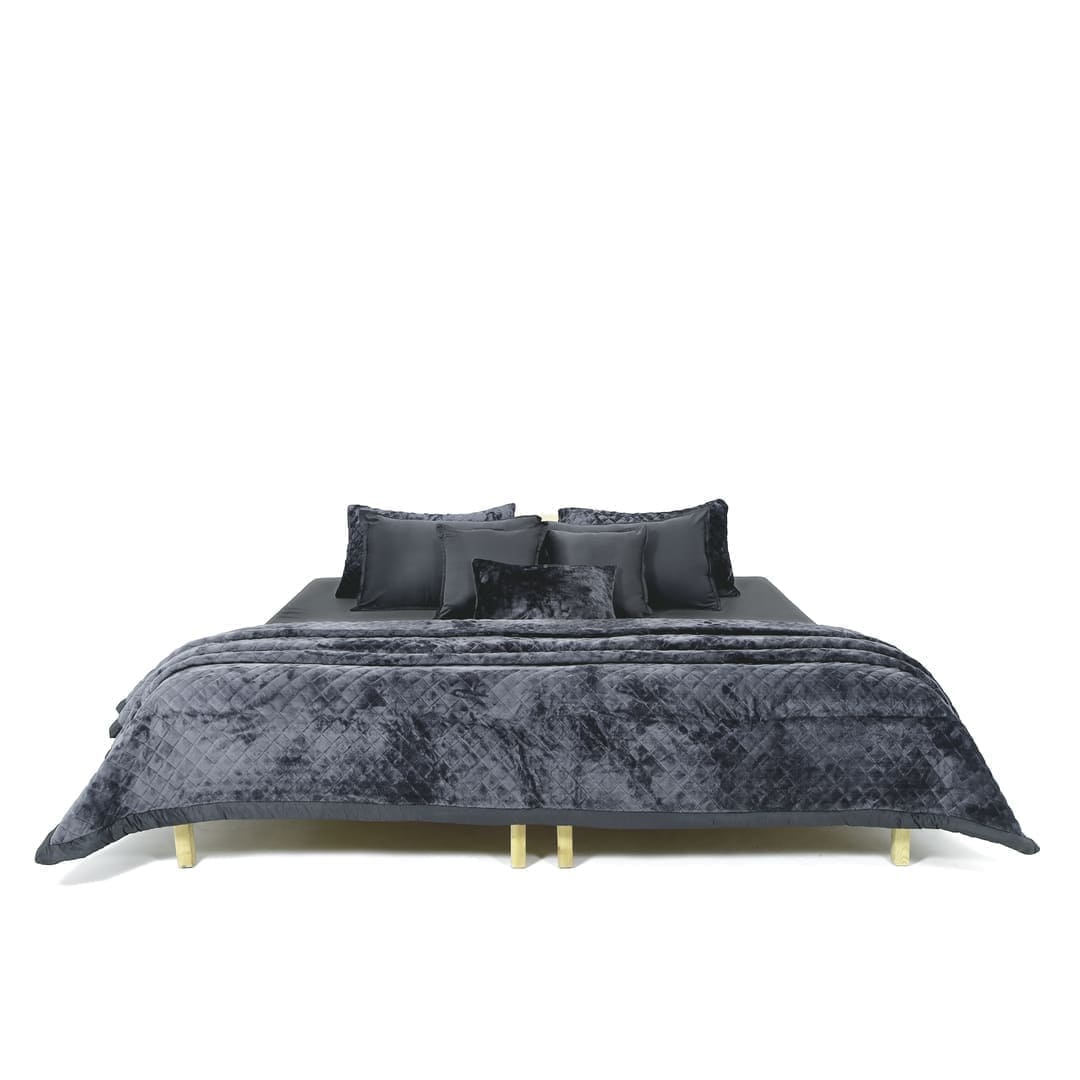 Zarf Linen Blend Bedding Set Of 9 - Tempest