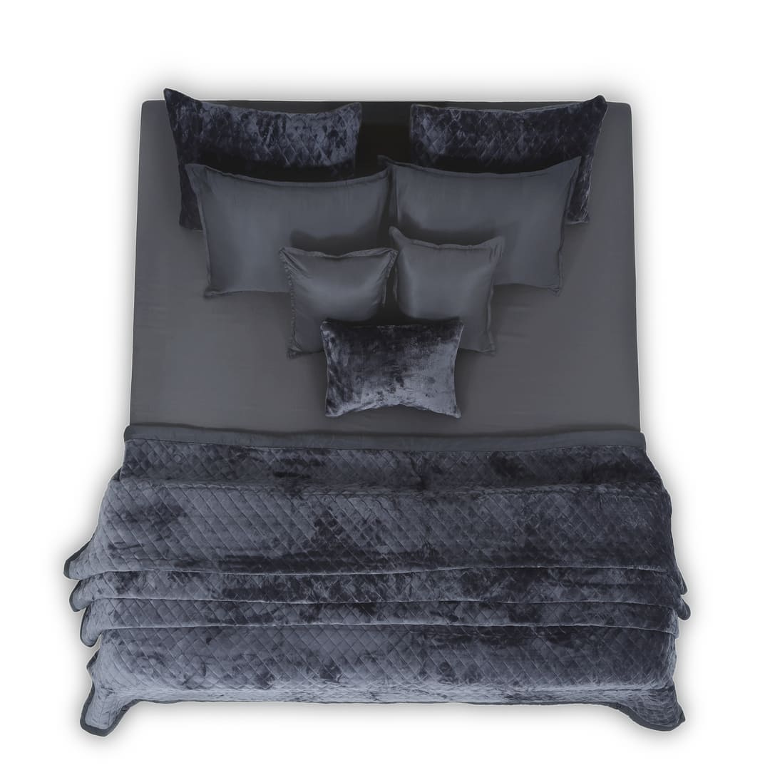 Zarf Linen Blend Bedding Set Of 9 - Tempest