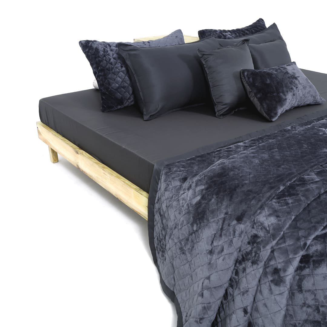 Zarf Linen Blend Bedding Set Of 9 - Tempest