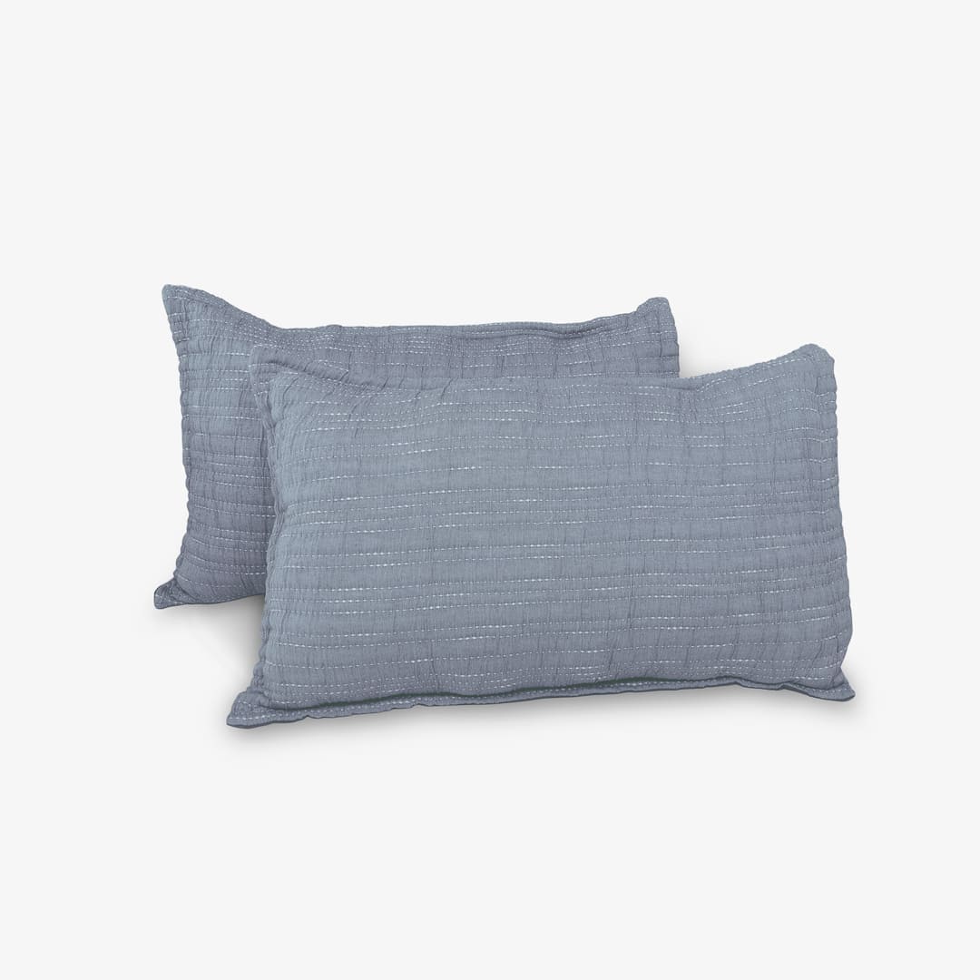 Zarf King Size Pure Cotton Cottage Blanket with 2 Pillowcases and 1 Cushion Cover - Greyling