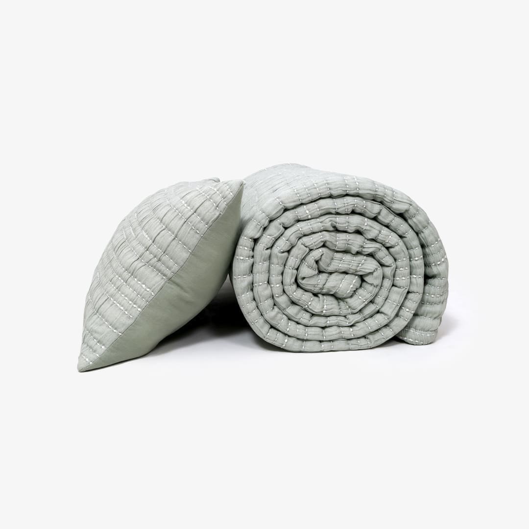 Zarf King Size Pure Cotton Cottage Blanket with 2 Pillowcases and 1 Cushion Cover - Springleaf