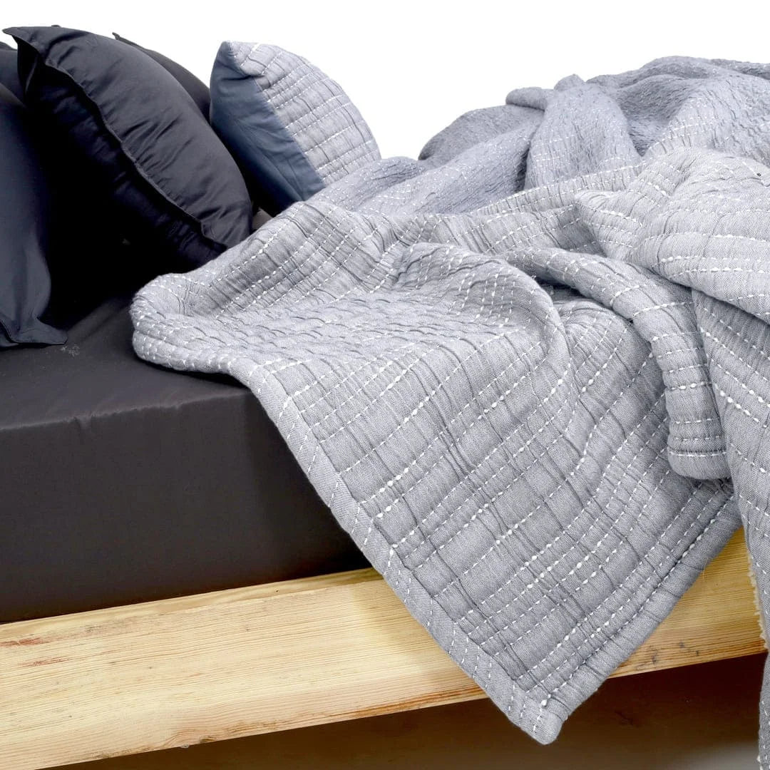 Zarf Pure Cotton Cottage Blanket For Single Size Bed with 2 pillowcases and 1 Cushion Cover - Dreamtide