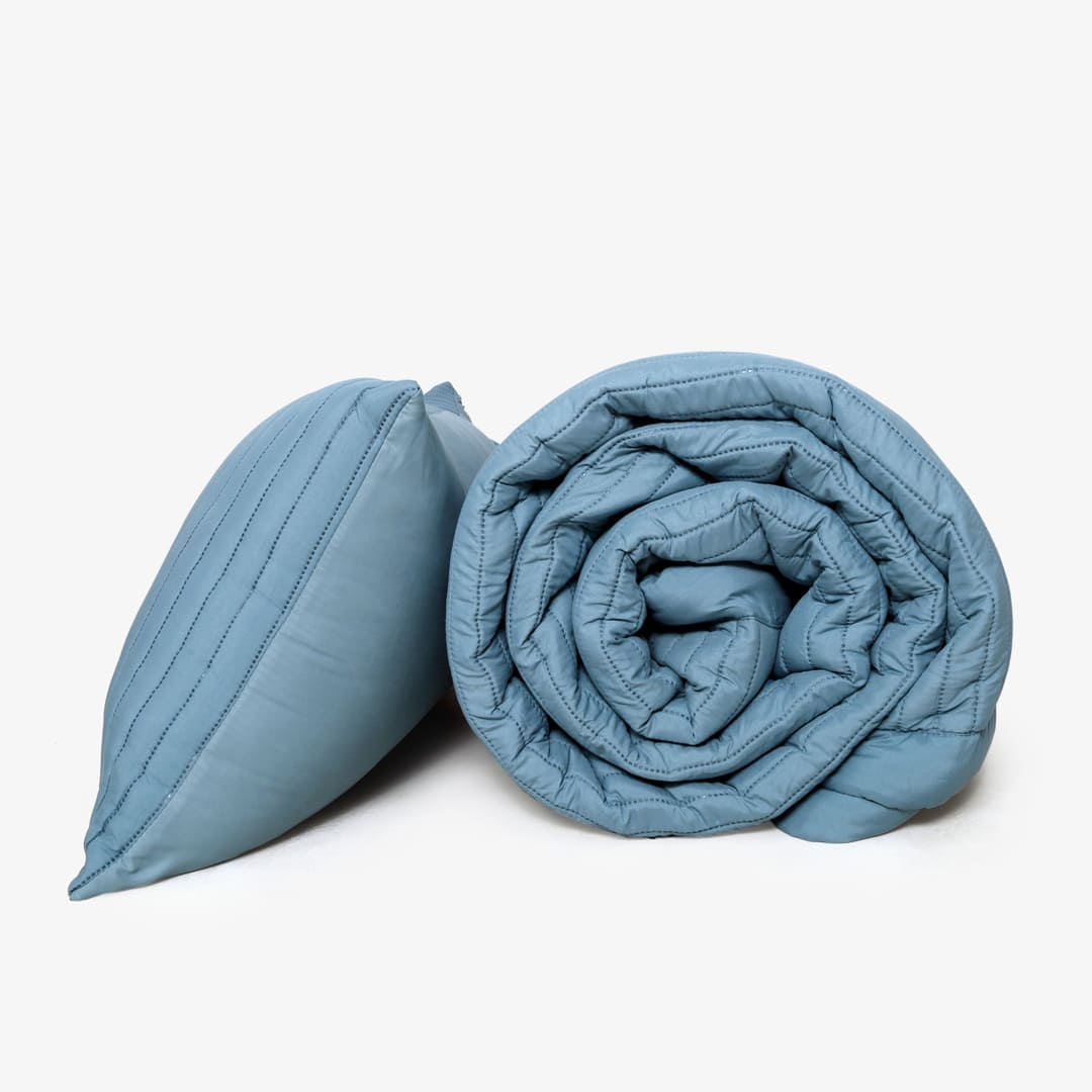 Zarf California King Size AC Comforters With 2 Pillow Cases & 2 Cushion Covers - Teal