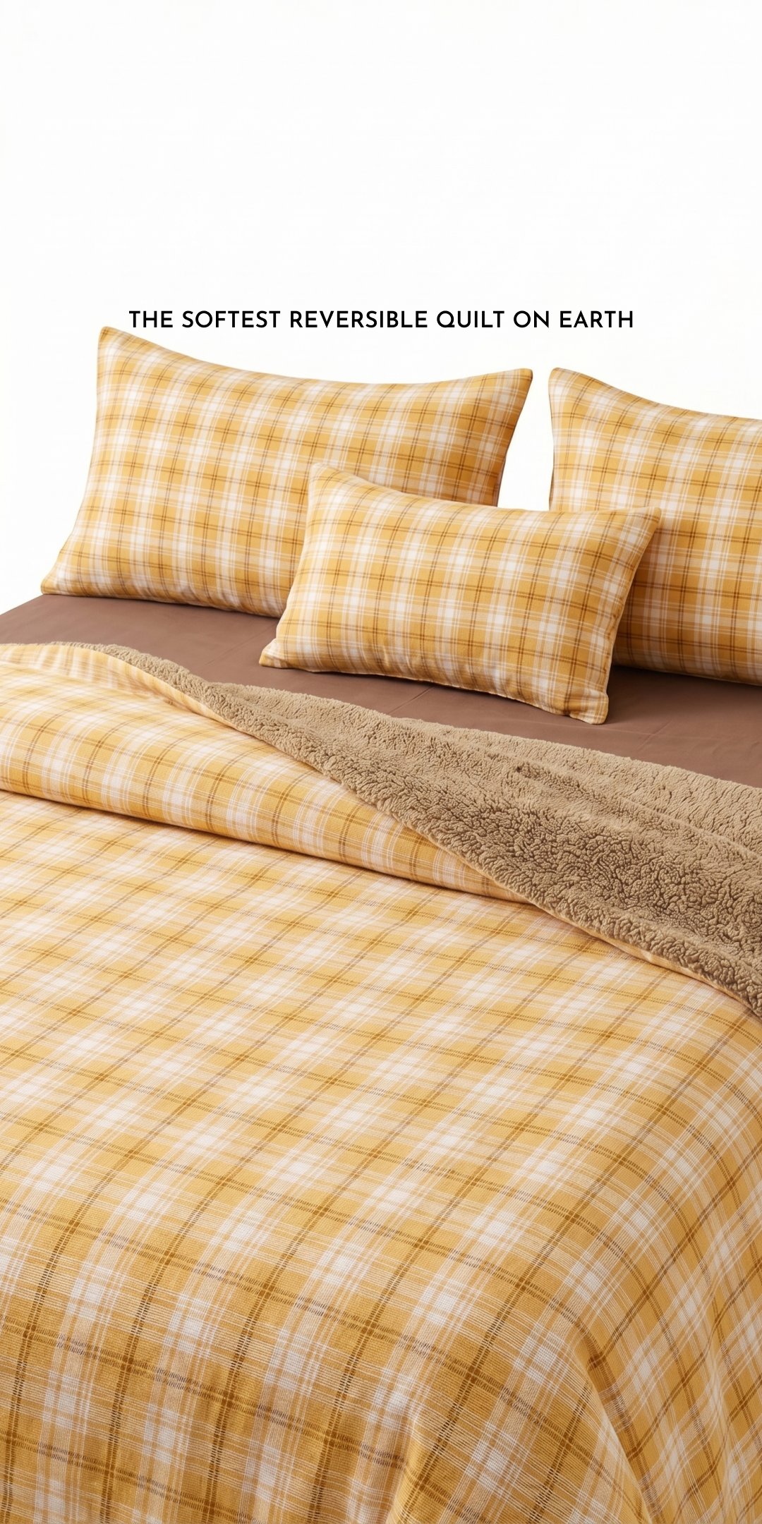 Zarf California King Size Reversible Quilt  With 2 pillowcases and 1 Breakfast Cushion cover - Maple