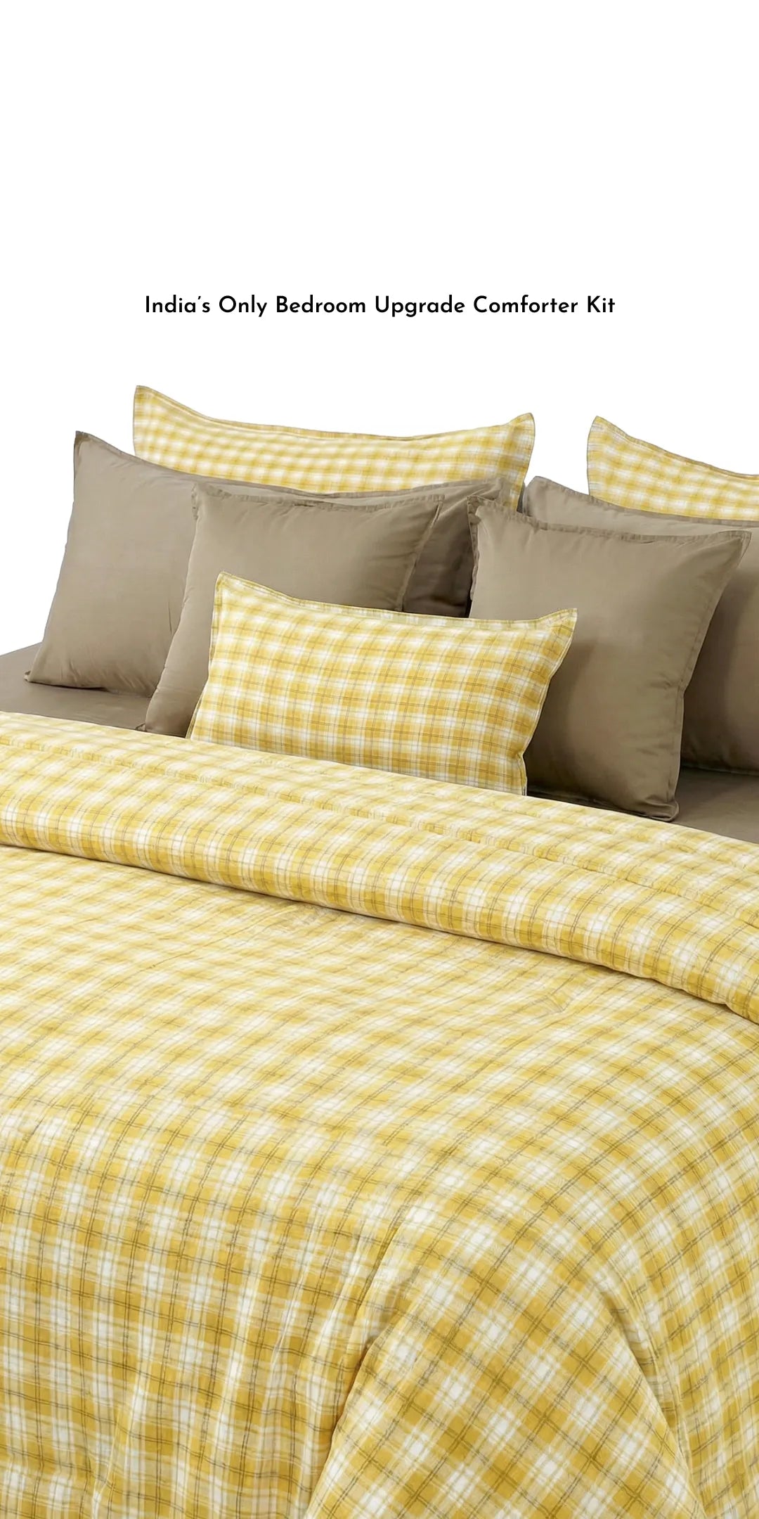 Zarf Linen Blend Bedding Set Of 9 For Single Size Bed -Maple