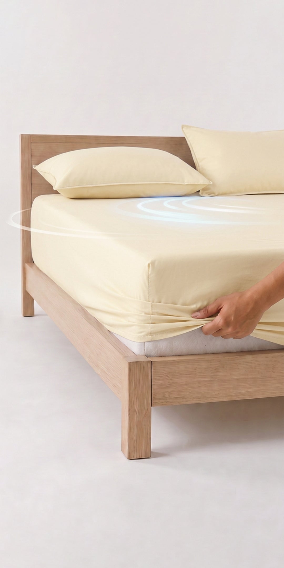 ZERIES PERCALE WEAVE EGYPTIAN COTTON FITTED BEDSHEET WITH 2 PILLOW CASES - Marfil
