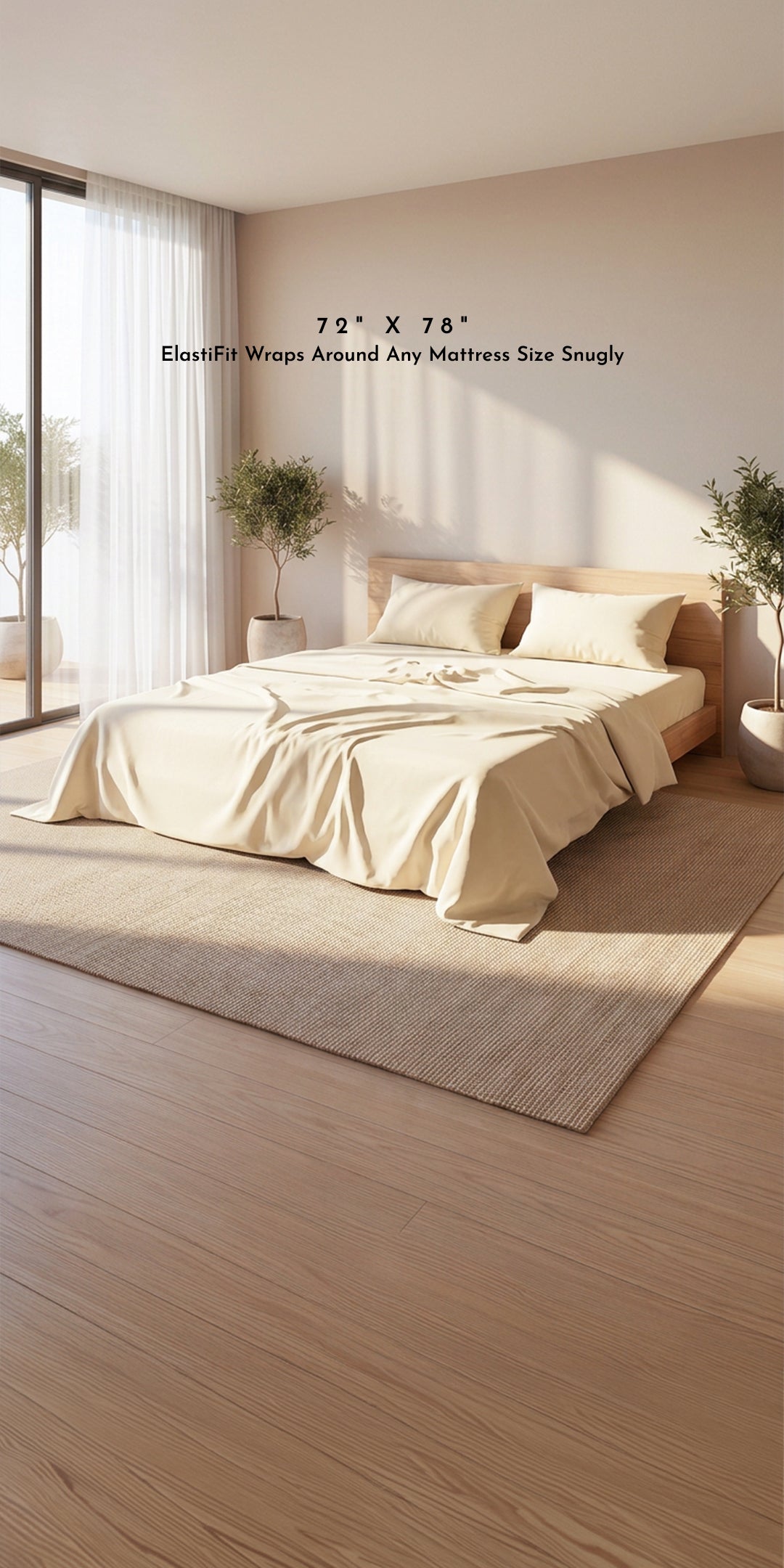 ZERIES PERCALE WEAVE EGYPTIAN COTTON FITTED BEDSHEET WITH 2 PILLOW CASES - Marfil