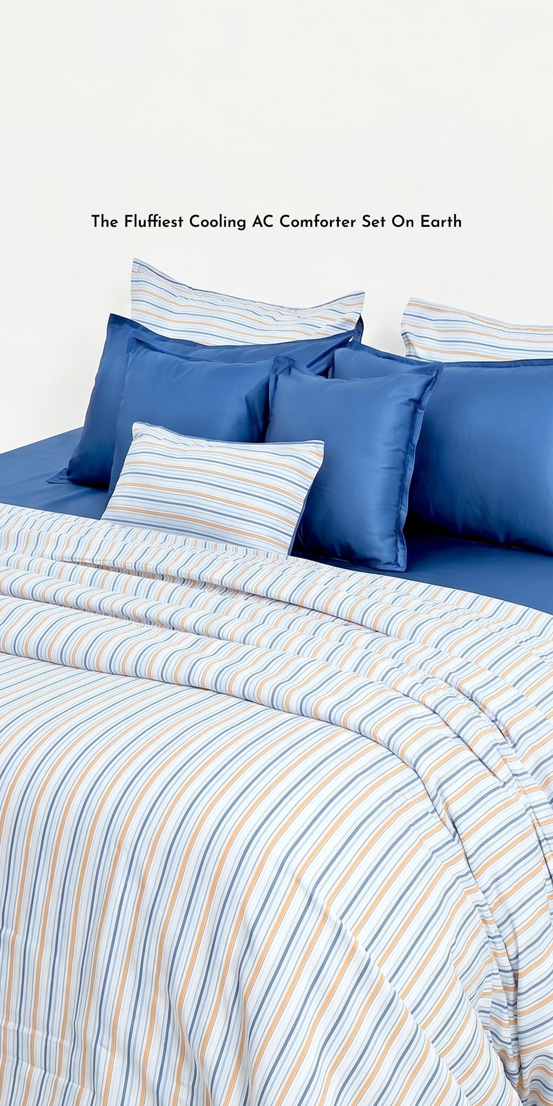 Linen Blend AC Comforter With 2 Pillow Cases and 1 Breakfast Pillow - Mariner