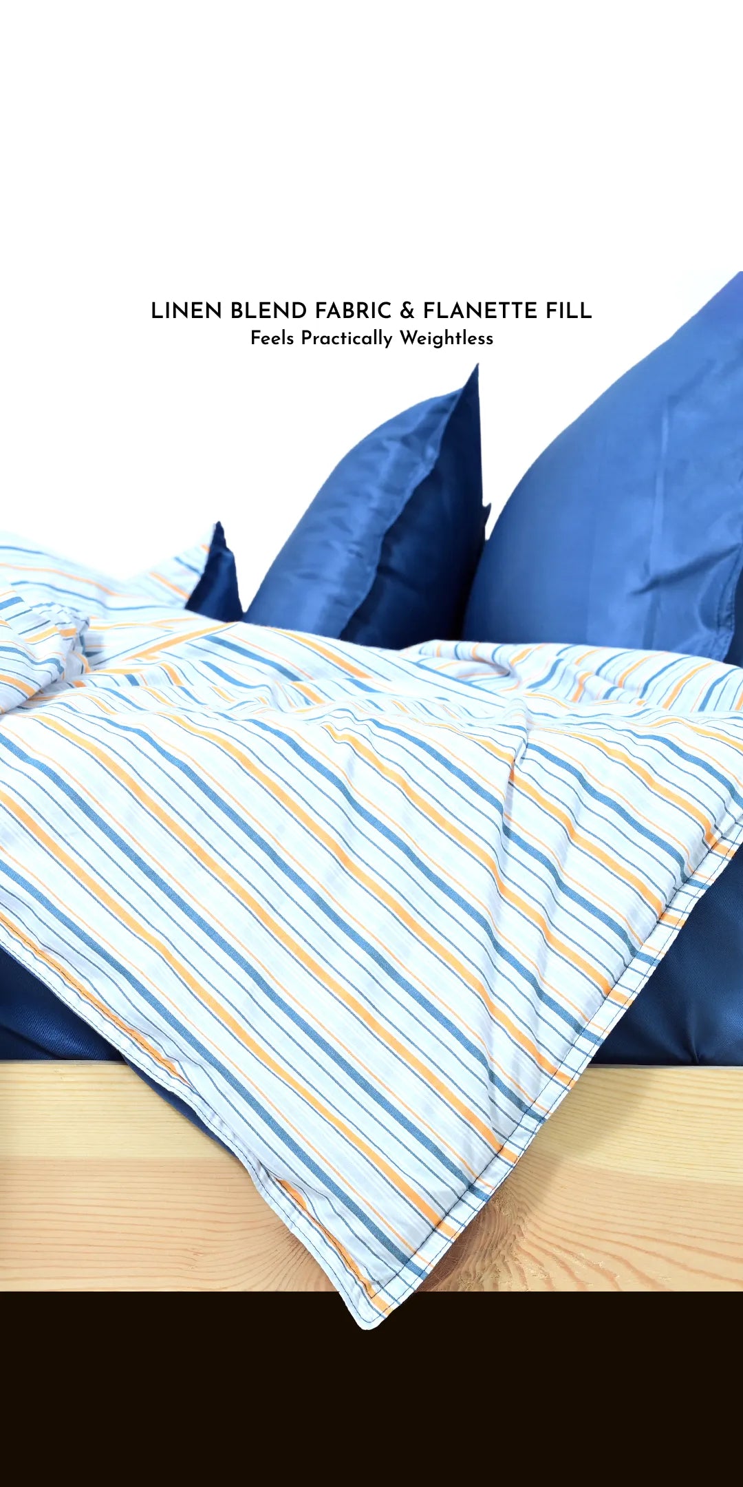 Linen Blend AC Comforter With 2 Pillow Cases and 1 Breakfast Pillow - Mariner