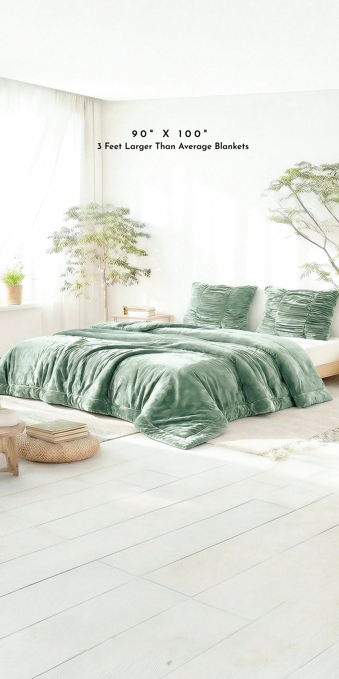 Zarf Ultra-Warm Luxury Winter Blanket With Two Cushion Covers - Meadow