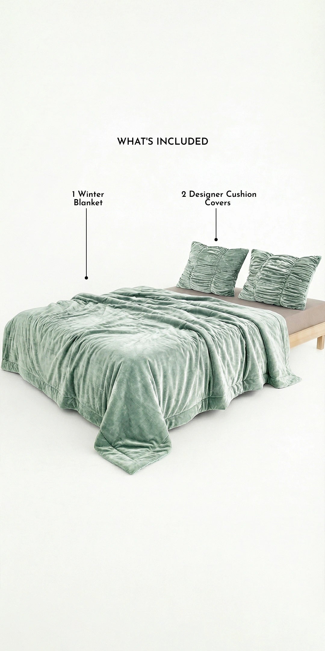 Zarf Ultra-Warm Luxury Winter Blanket With Two Cushion Covers - Meadow