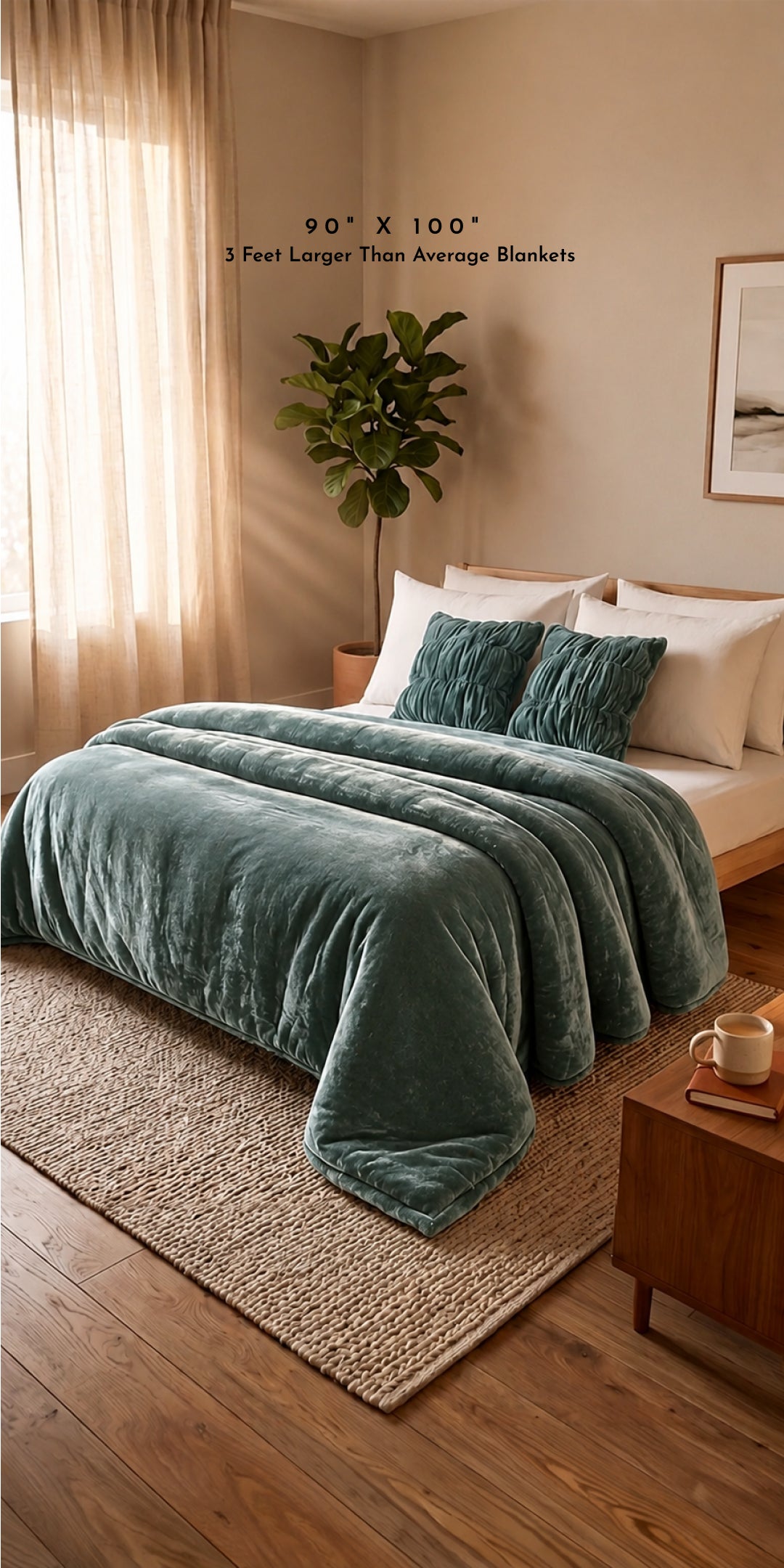 Zarf Ultra-Warm Luxury Winter Blanket With Two Cushion Covers - Meadow