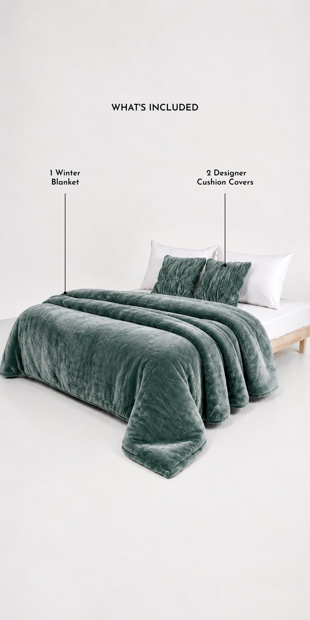 Zarf Ultra-Warm Luxury Winter Blanket With Two Cushion Covers - Meadow
