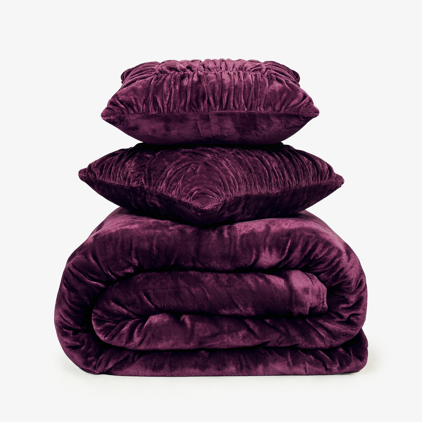 Zarf California King Size Reversible Quilt With 2 Cushion Covers - Merlot