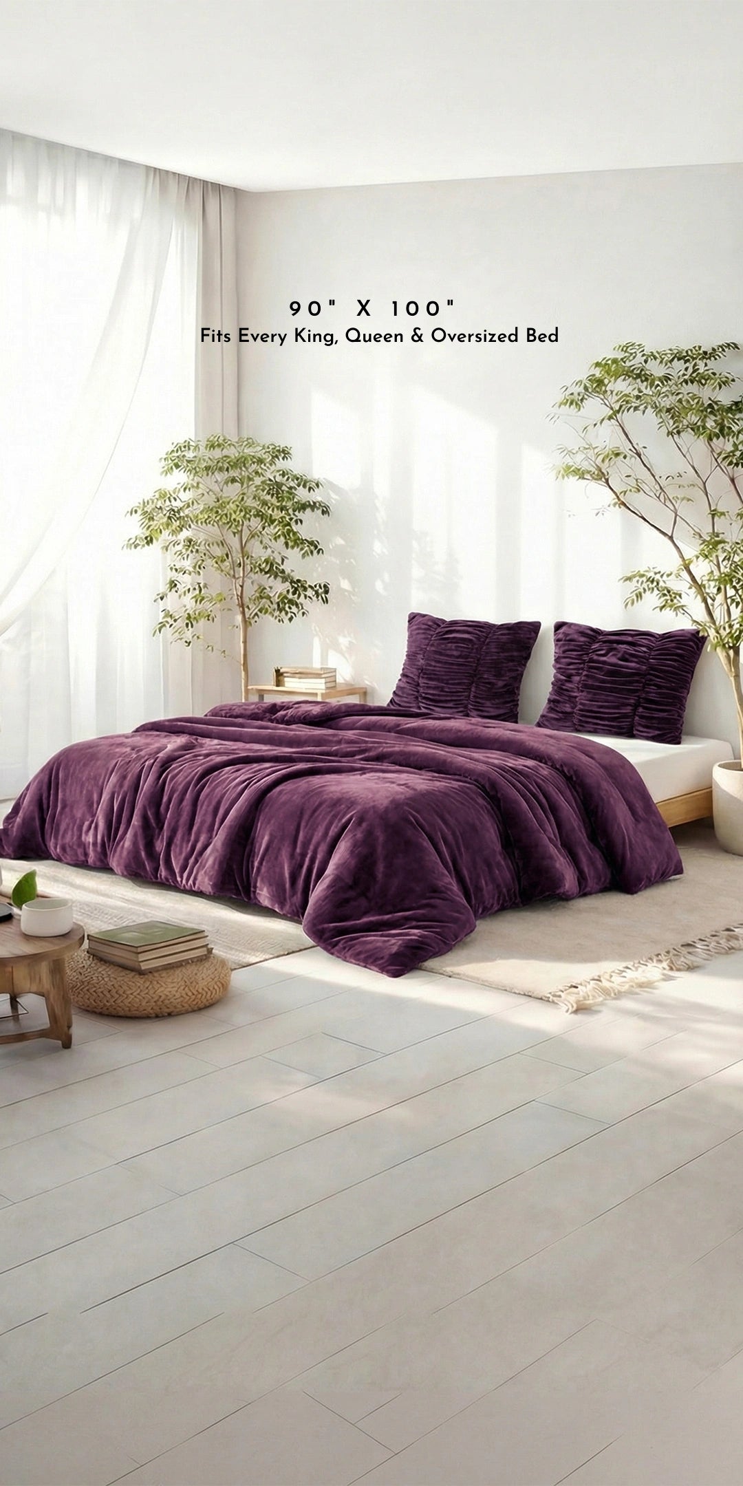 Zarf California King Size Reversible Quilt With 2 Cushion Covers - Merlot
