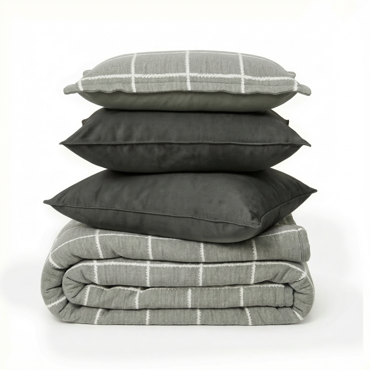 Zarf California King Size Plush Cotton AC Blanket With 2 Pillow Cases - Moonstone