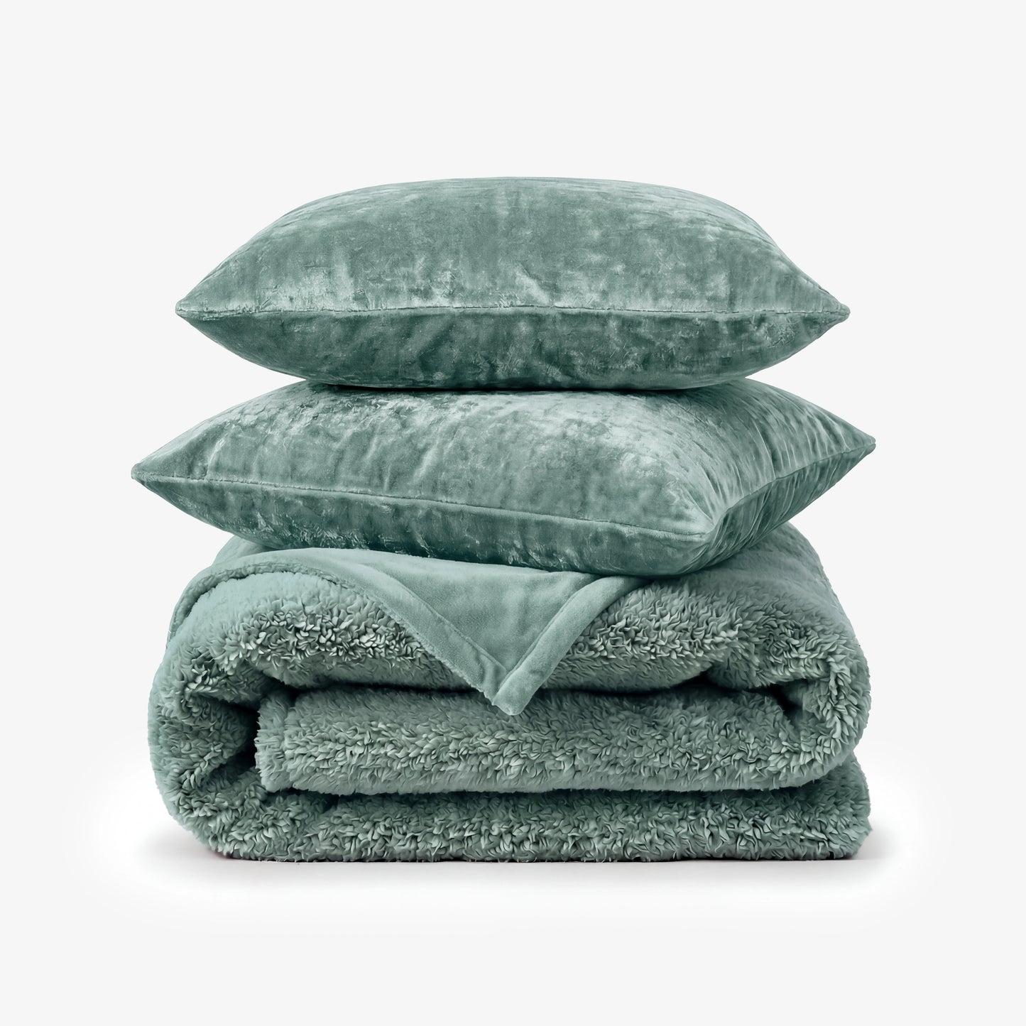 Zarf California King Size Reversible Blanket Cover With 2 Cushion Covers - Moss