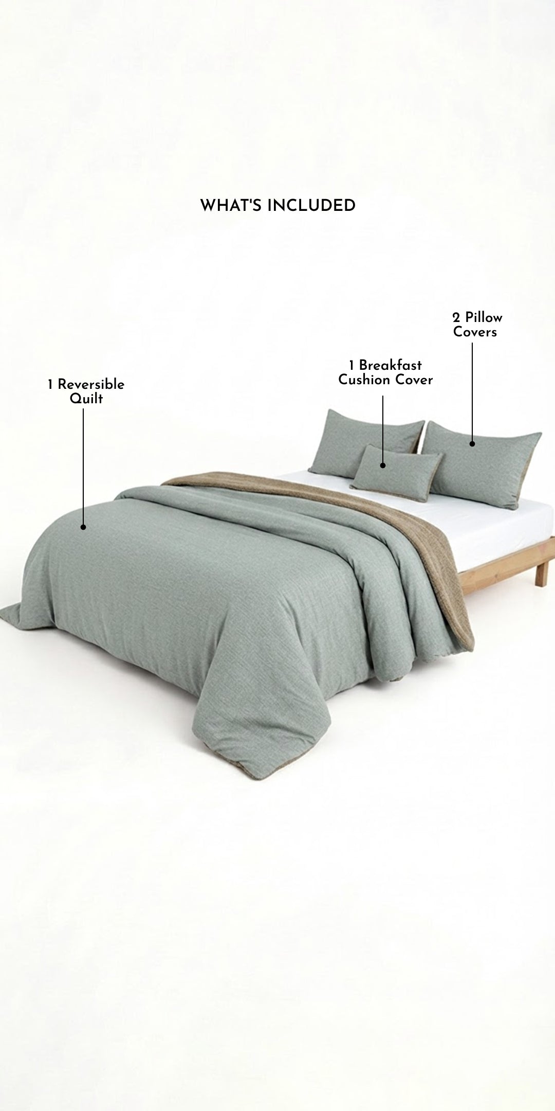 Zarf Reversible Quilt For Single Size Bed With 2 Pillow Covers and 1 Cushion Cover - Mynte