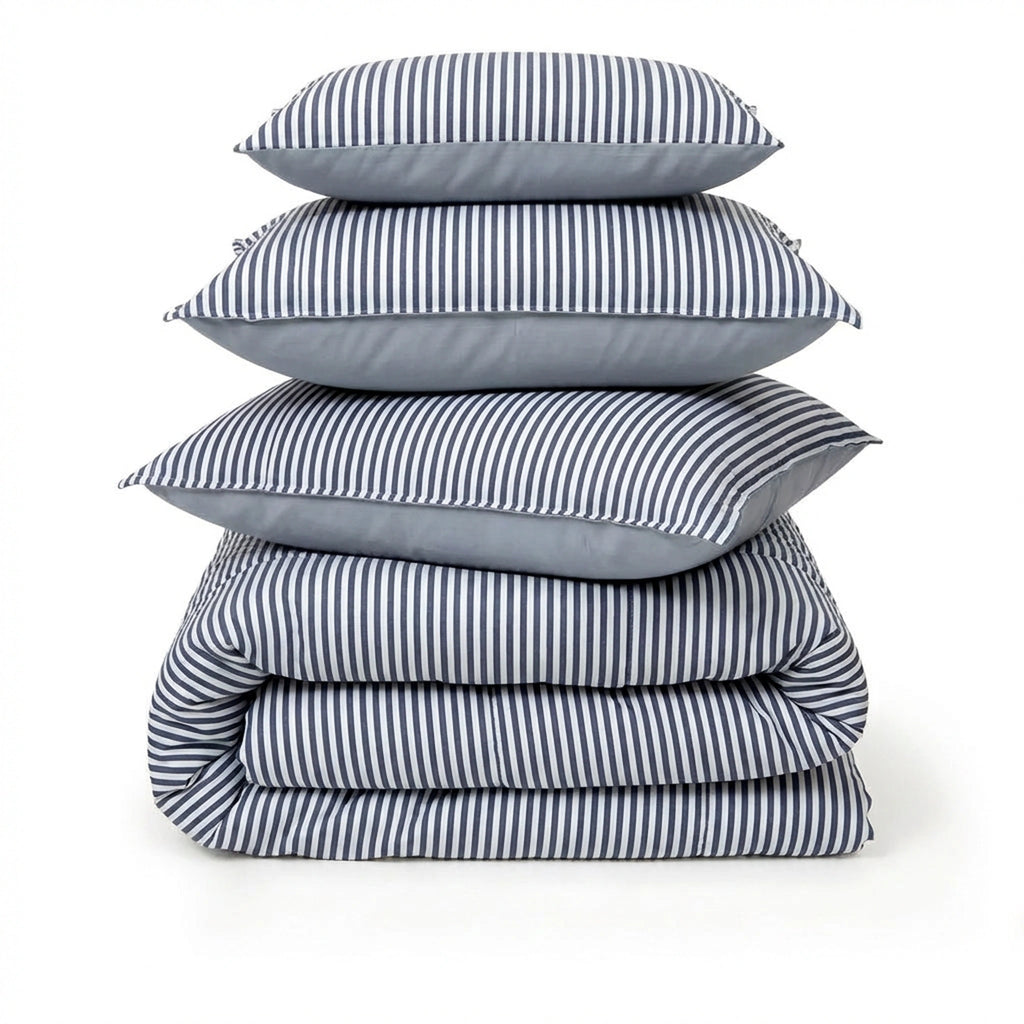 Linen Blend AC Comforter With 2 Pillow Cases and 1 Breakfast Pillow - Nautical