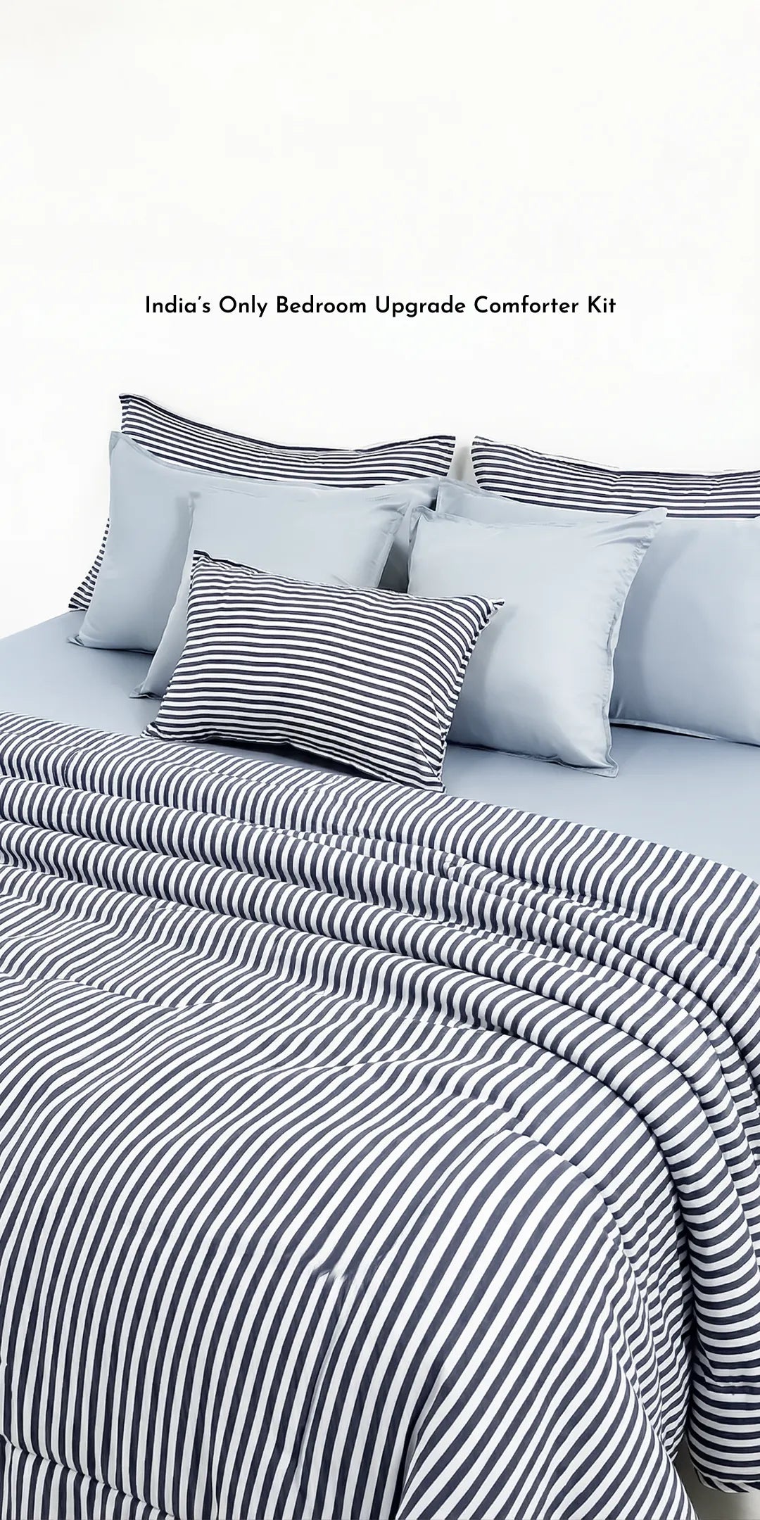 Zarf Linen Blend Bedding Set Of 9 For Single Size Bed - Nautical