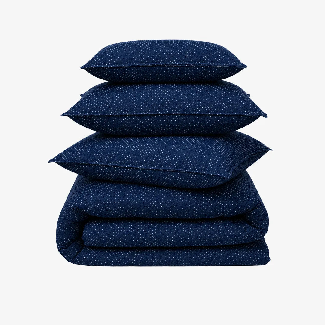 Linen Blend AC Comforter With 2 Pillow Cases and 1 Breakfast Pillow - Nebula