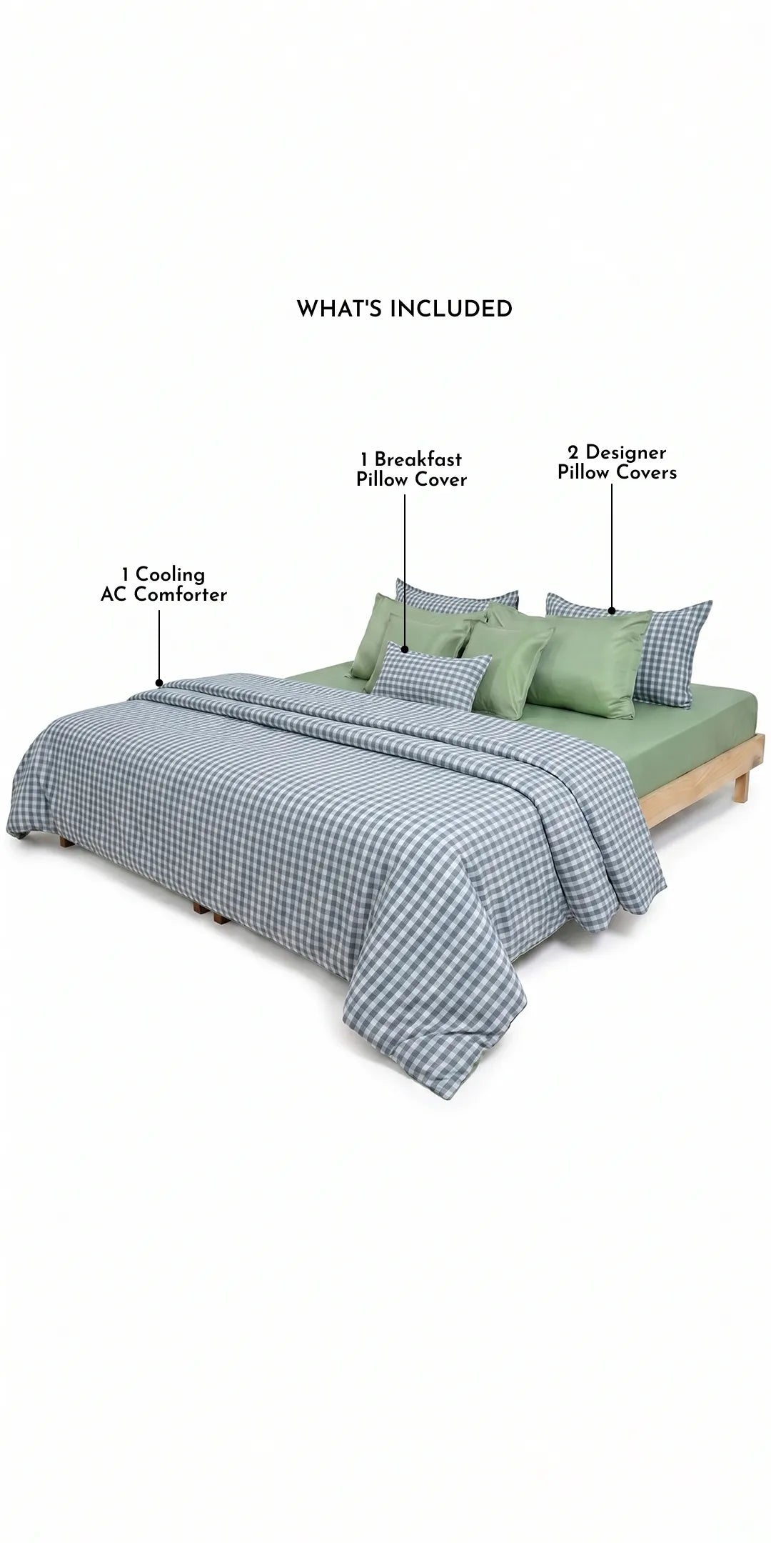 Linen Blend AC Comforter With 2 Pillow Cases and 1 Breakfast Pillow - Nordic