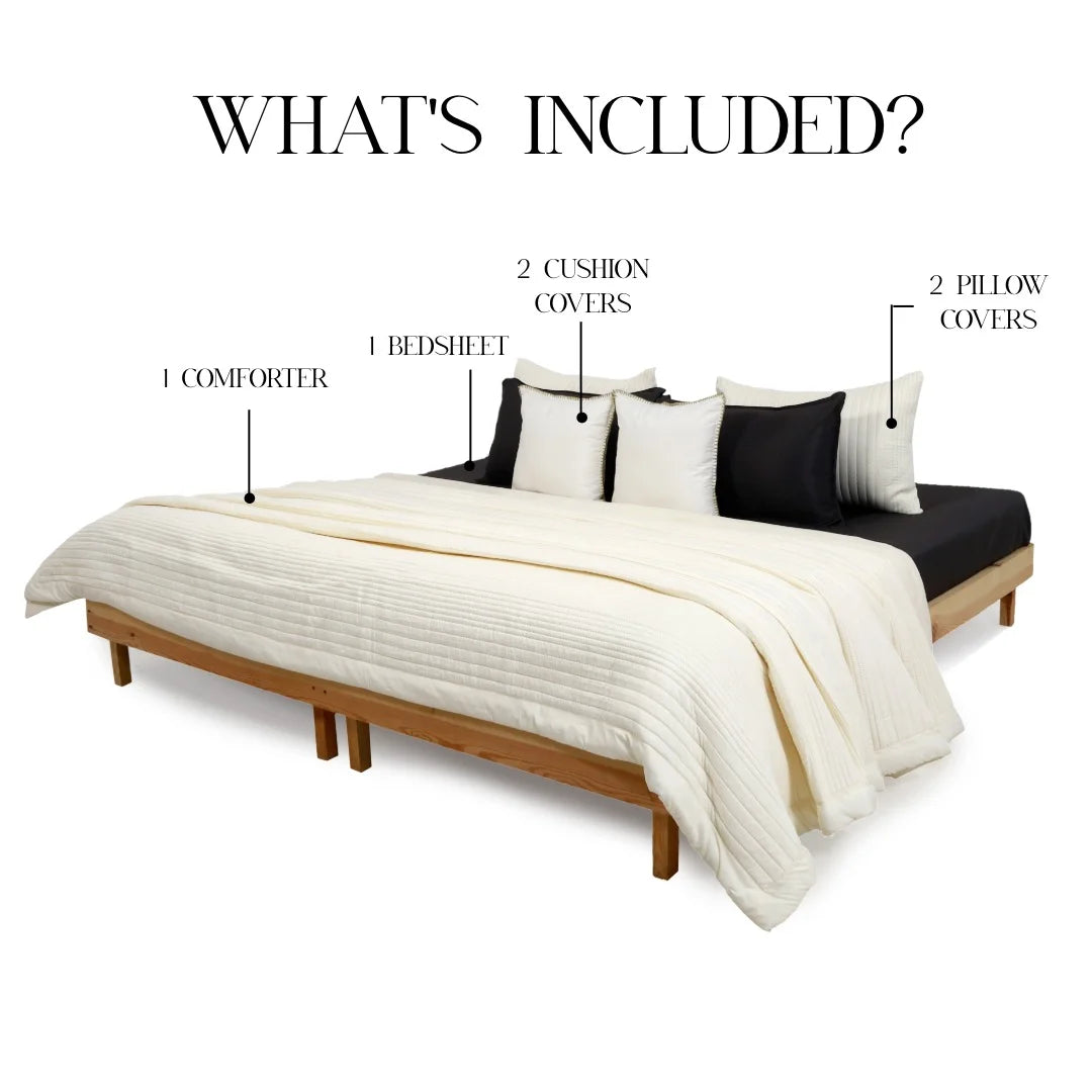 Zarf California AC Comforter Bedding Set Of 6 - Off White