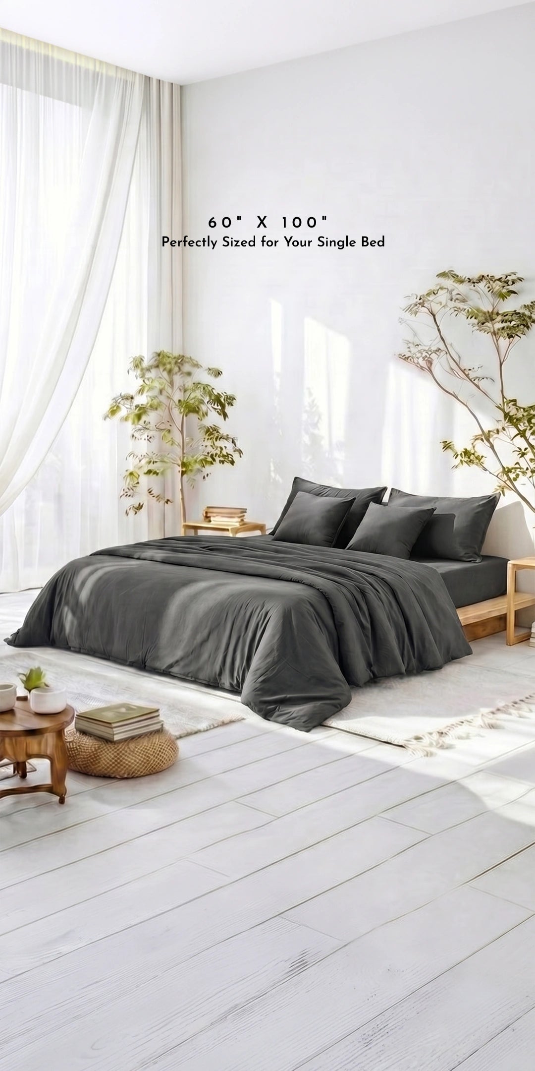 Zeries Quilt For Single Size Bed With 2 Pillow Cases & 2 Cushion Covers - Obsidian