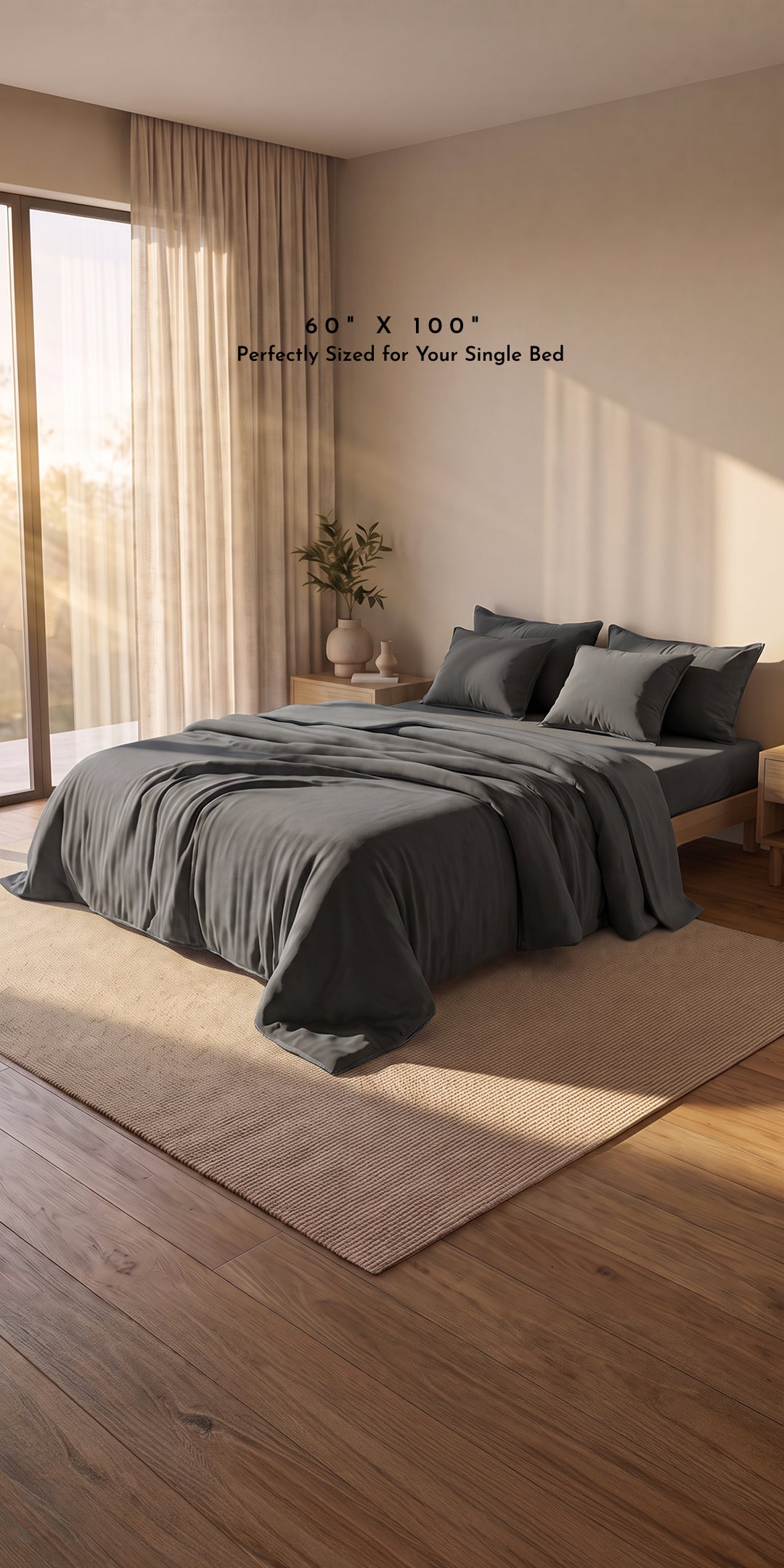 Zeries Quilt For Single Size Bed With 2 Pillow Cases & 2 Cushion Covers - Obsidian