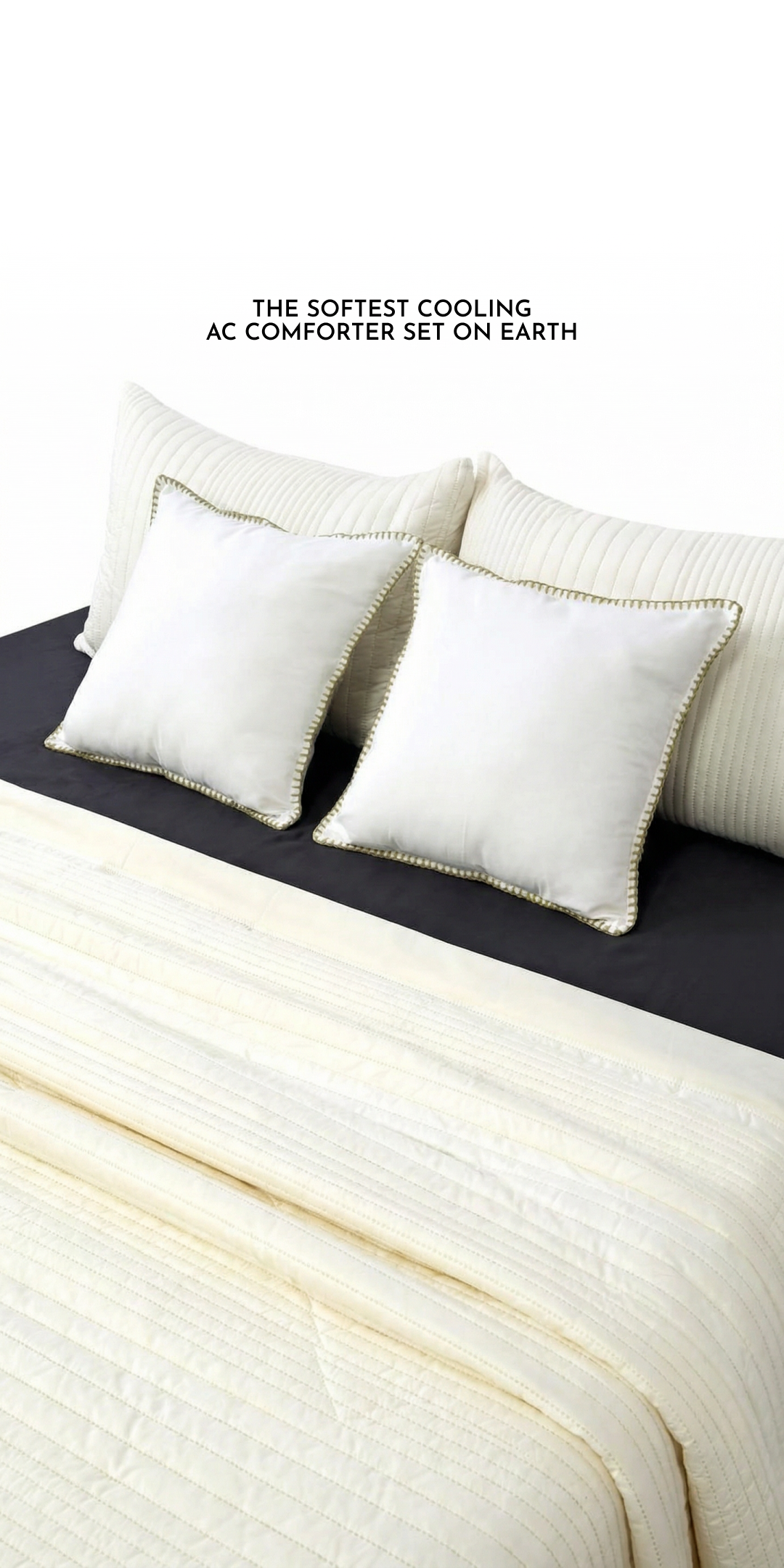 Zarf California King Size AC Comforters With 2 Pillow Cases & 2 Cushion Covers - Off-White