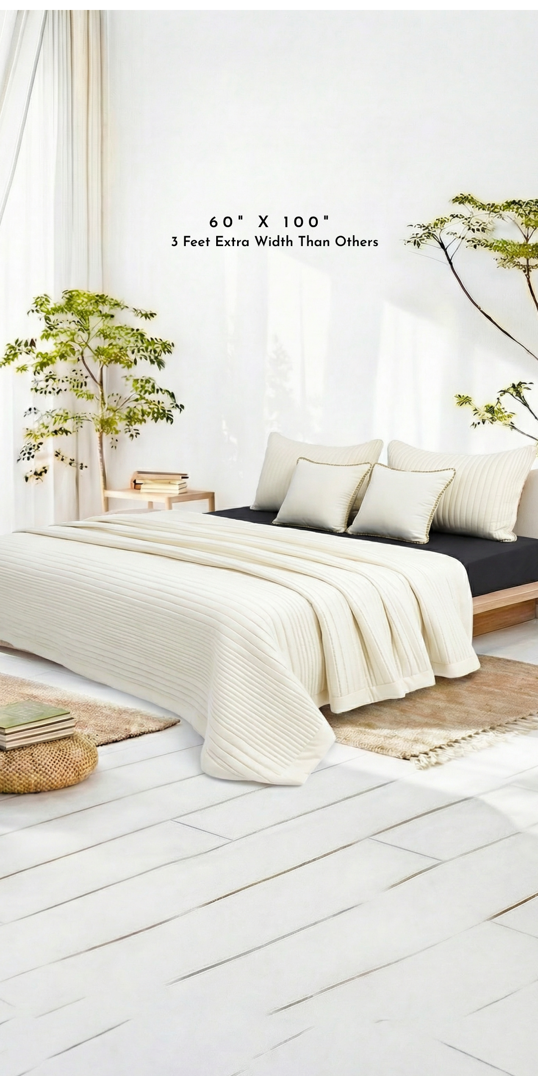 Zarf AC Comforters For Single Size Bed With 2 Pillow Cases & 2 Cushion Covers - Off-White
