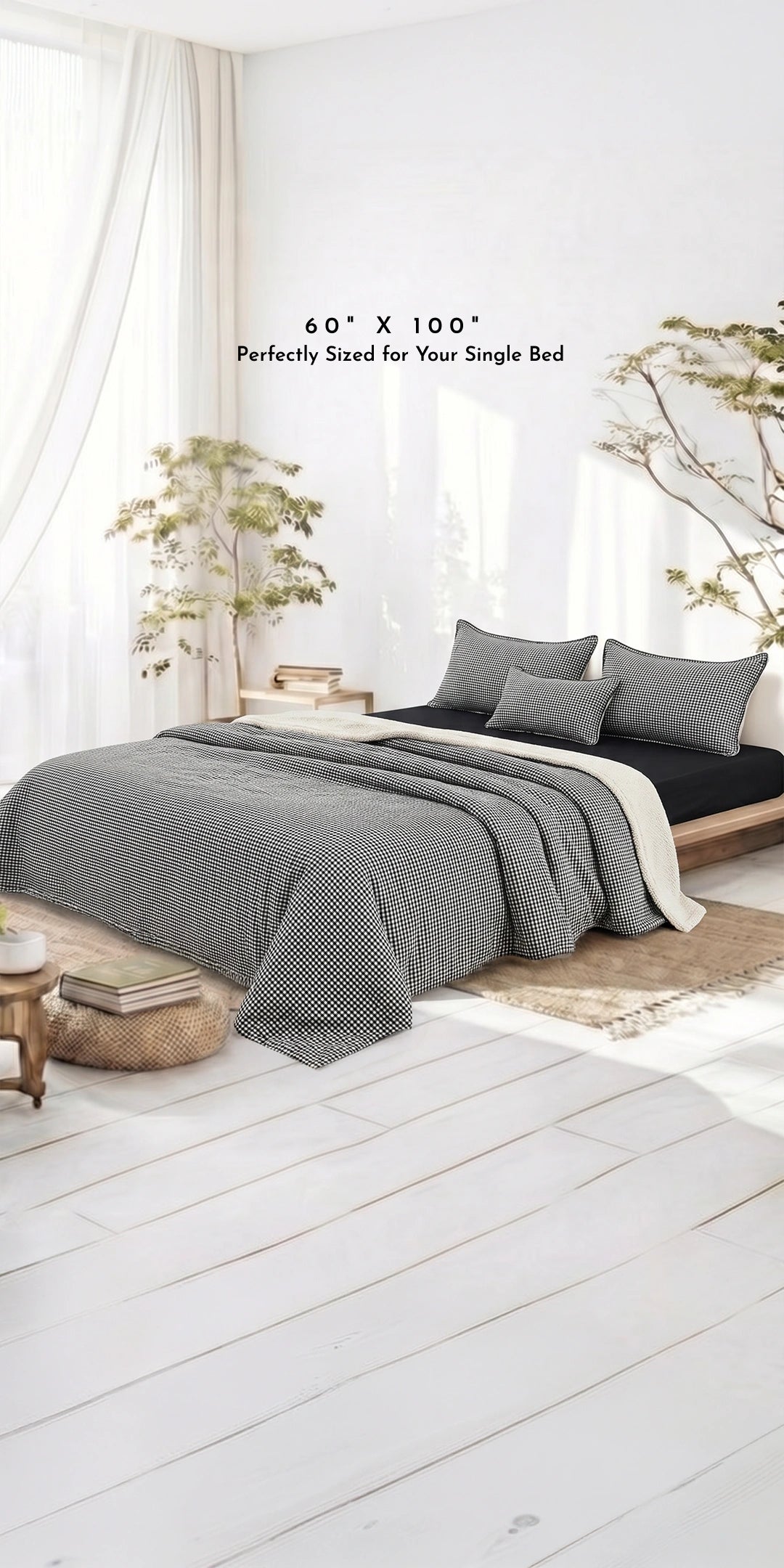 Zarf California King Size Reversible Quilt With 2 pillowcases and 1 Breakfast Cushion cover - Oxford