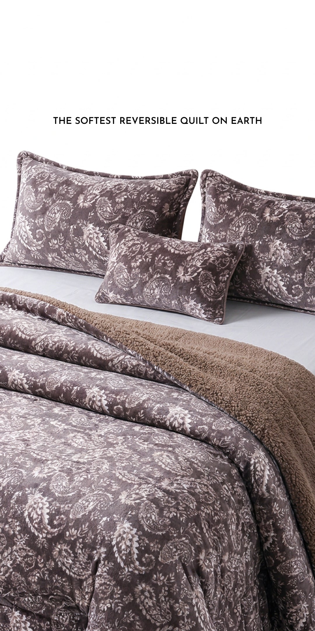 Zarf Reversible Quilt For Single Size Bed With 2 Pillow Covers and 1 Cushion Cover - Paisley