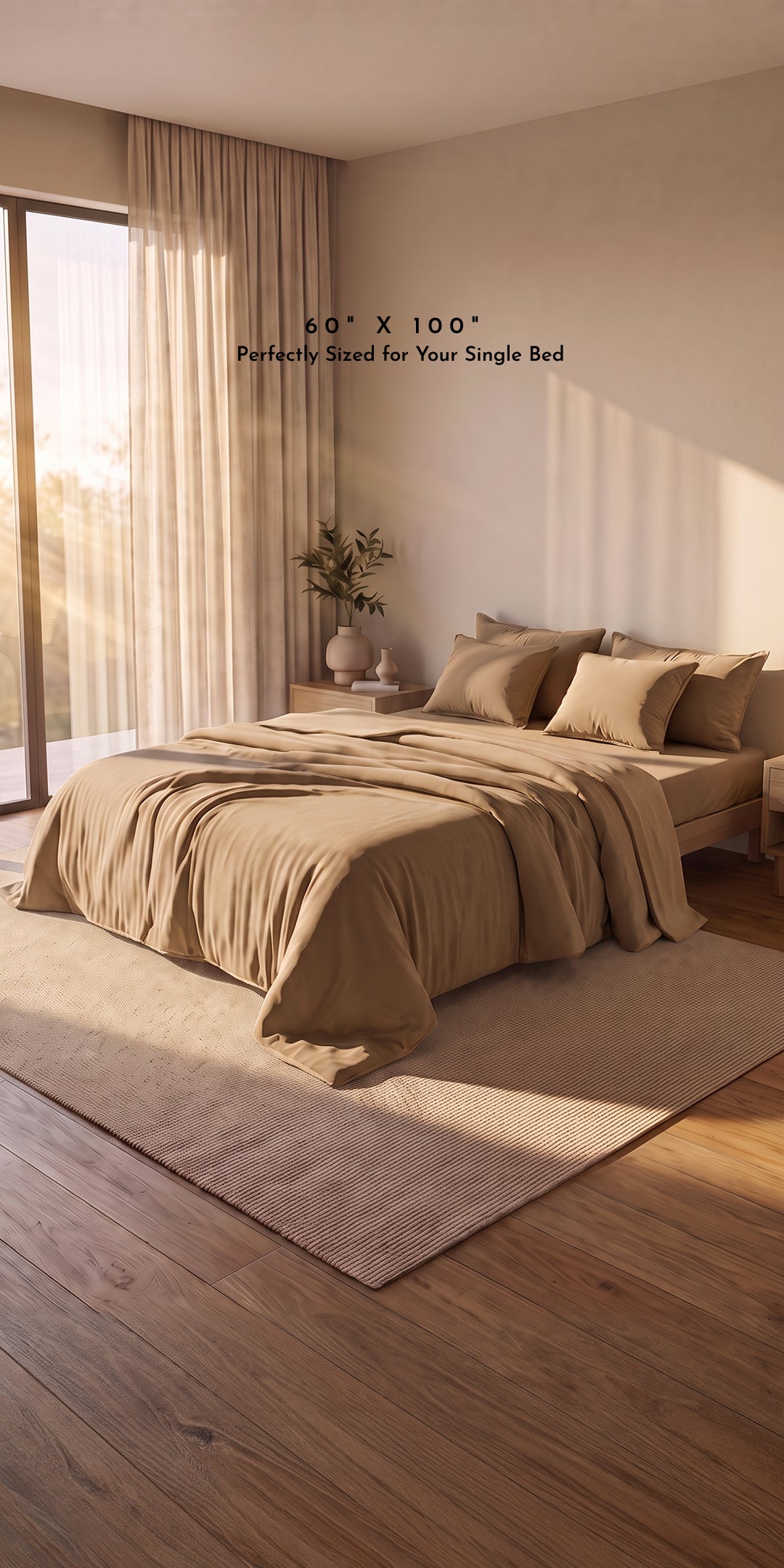 Zeries Quilt For Single Size Bed With 2 Pillow Cases & 2 Cushion Covers - Sand Dune