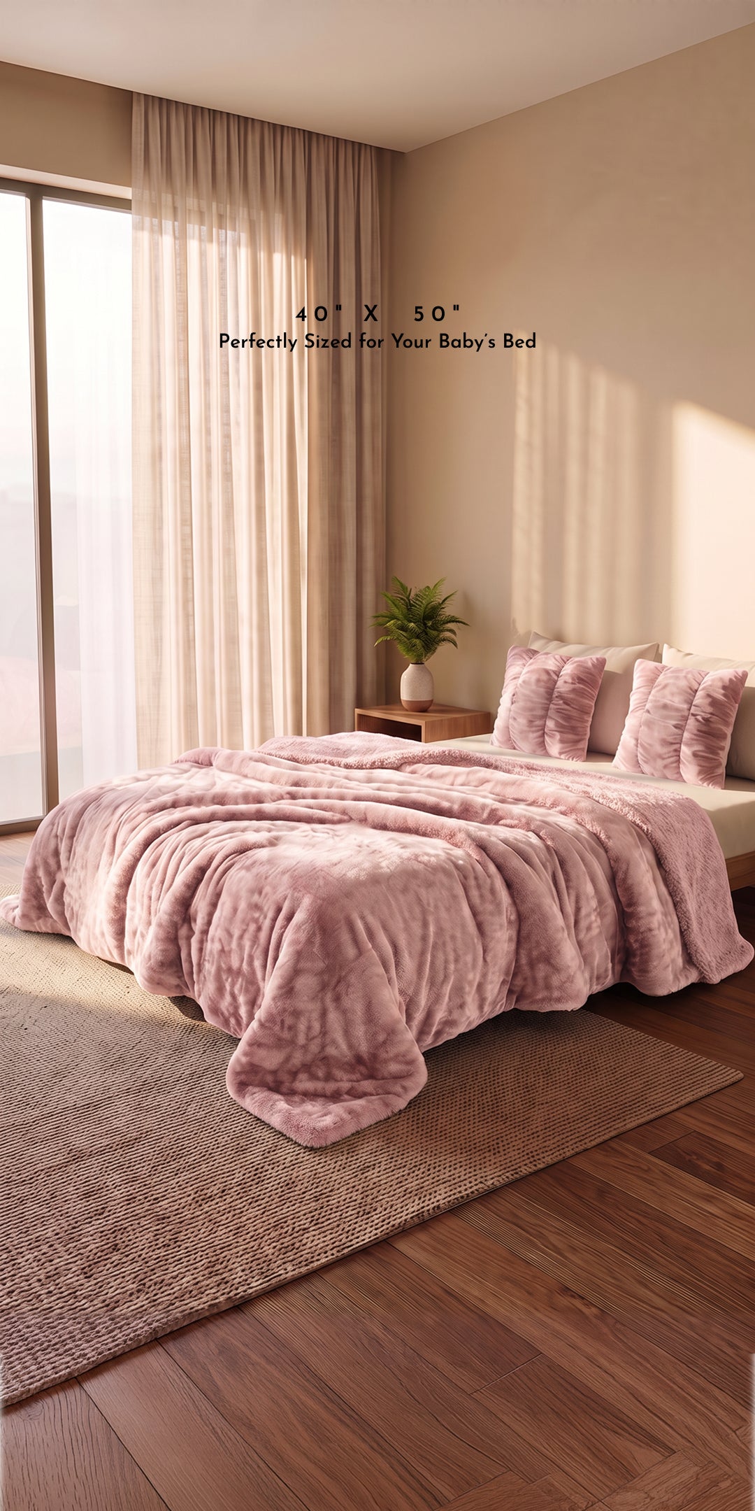 ZARF Reversible Baby Size Quilt With 1 Pillow Case - Peony