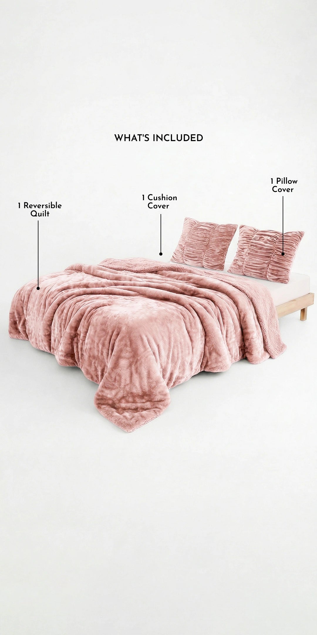ZARF Reversible Baby Size Quilt With 1 Pillow Case & 1 Cushion Cover - Peony