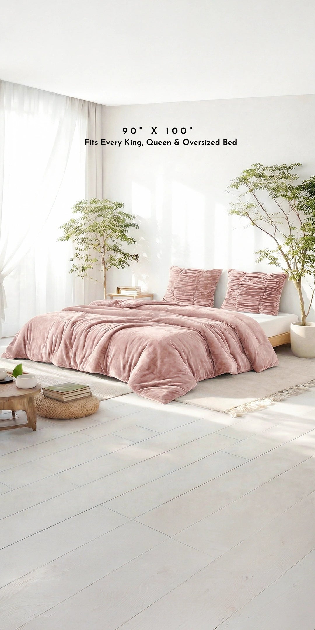 Zarf California King Size Reversible Quilt With 2 Cushion Covers - Peony