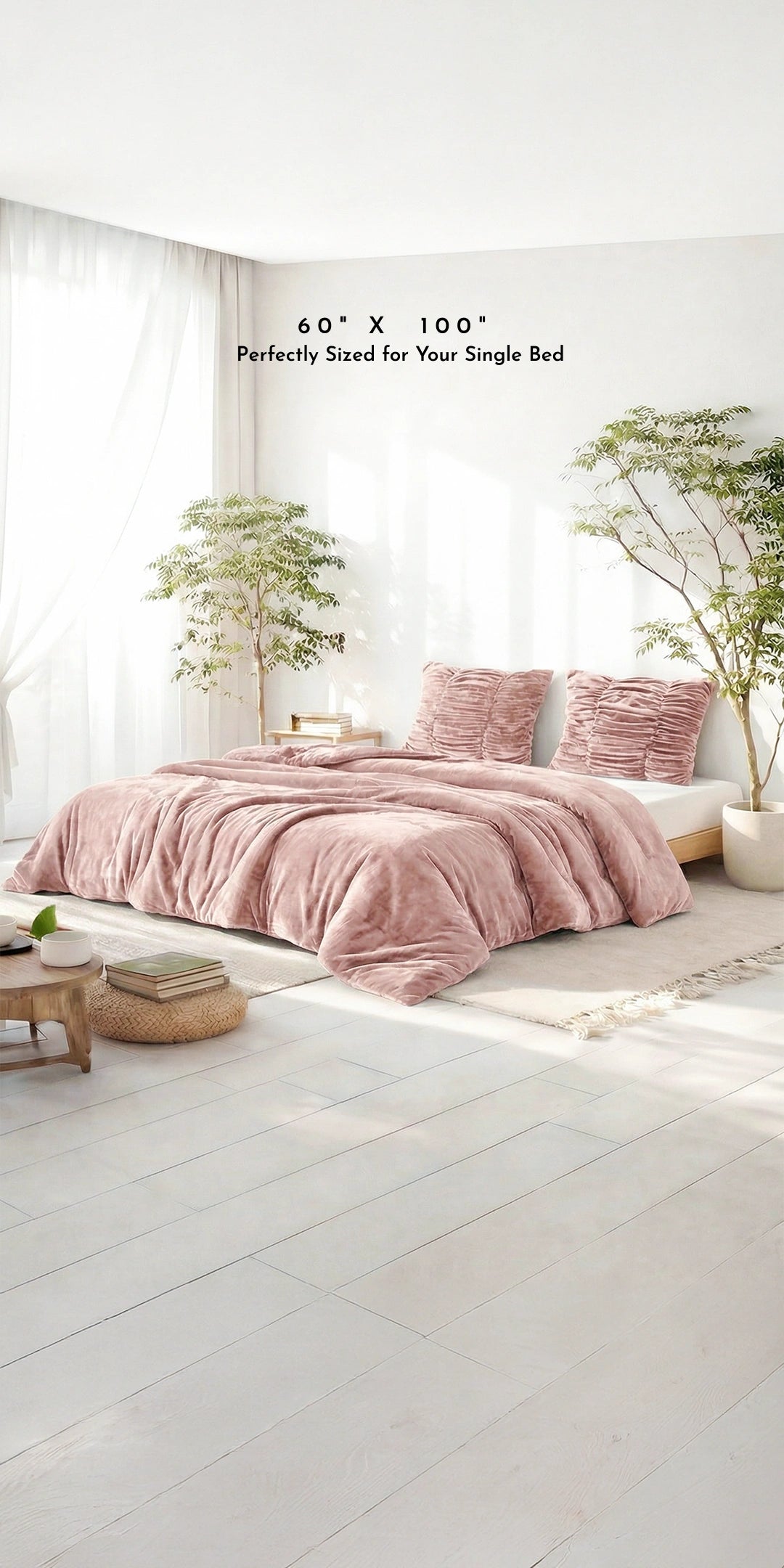 Zarf Reversible Quilt For Single Size Bed With 2 Cushion Covers - Peony