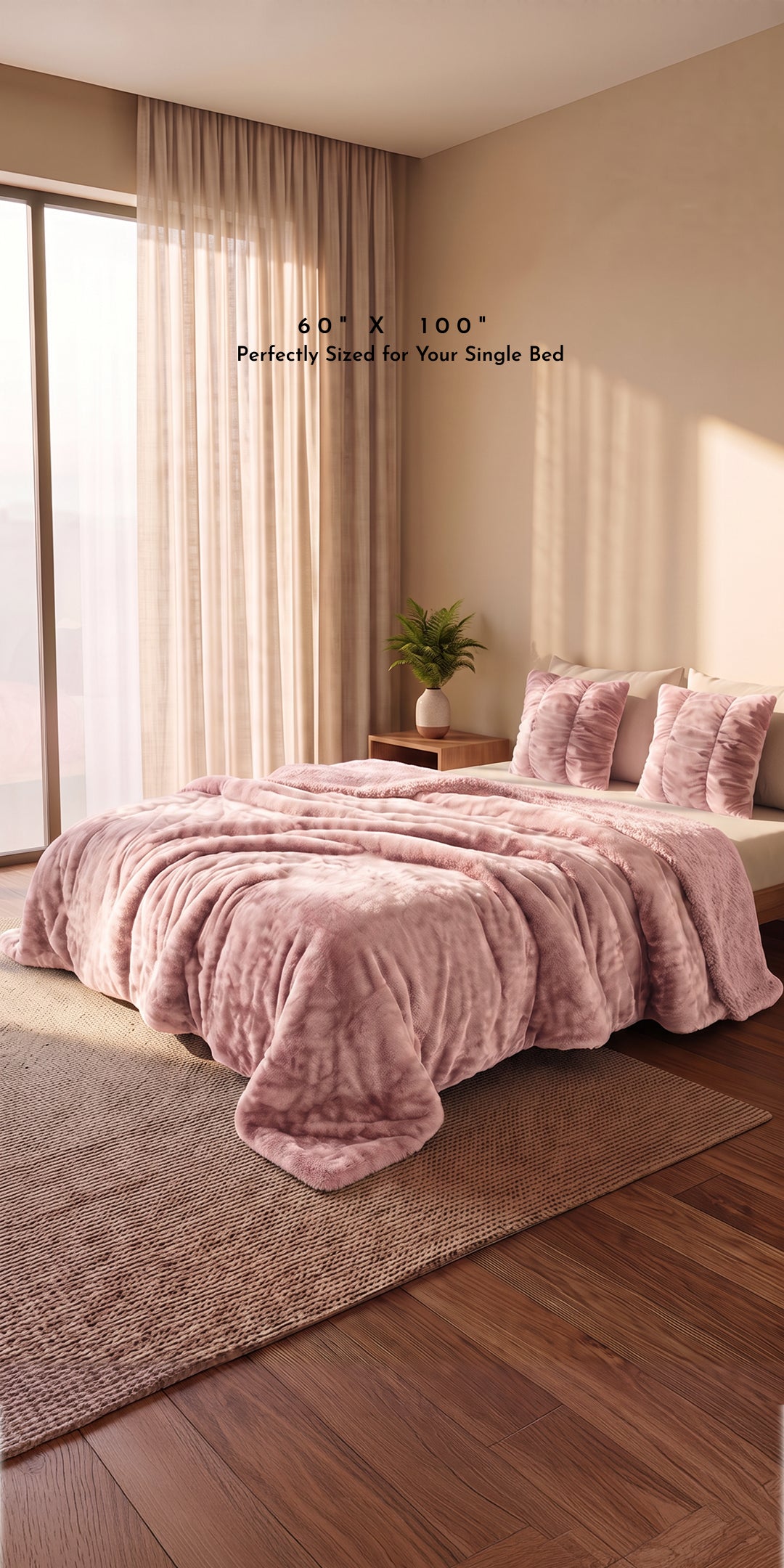 Zarf Reversible Quilt For Single Size Bed With 2 Cushion Covers - Peony