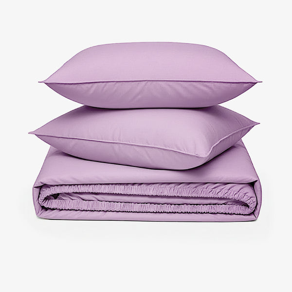 ZERIES PERCALE WEAVE EGYPTIAN COTTON FITTED BEDSHEET WITH 2 PILLOW CASES - Periwinkle
