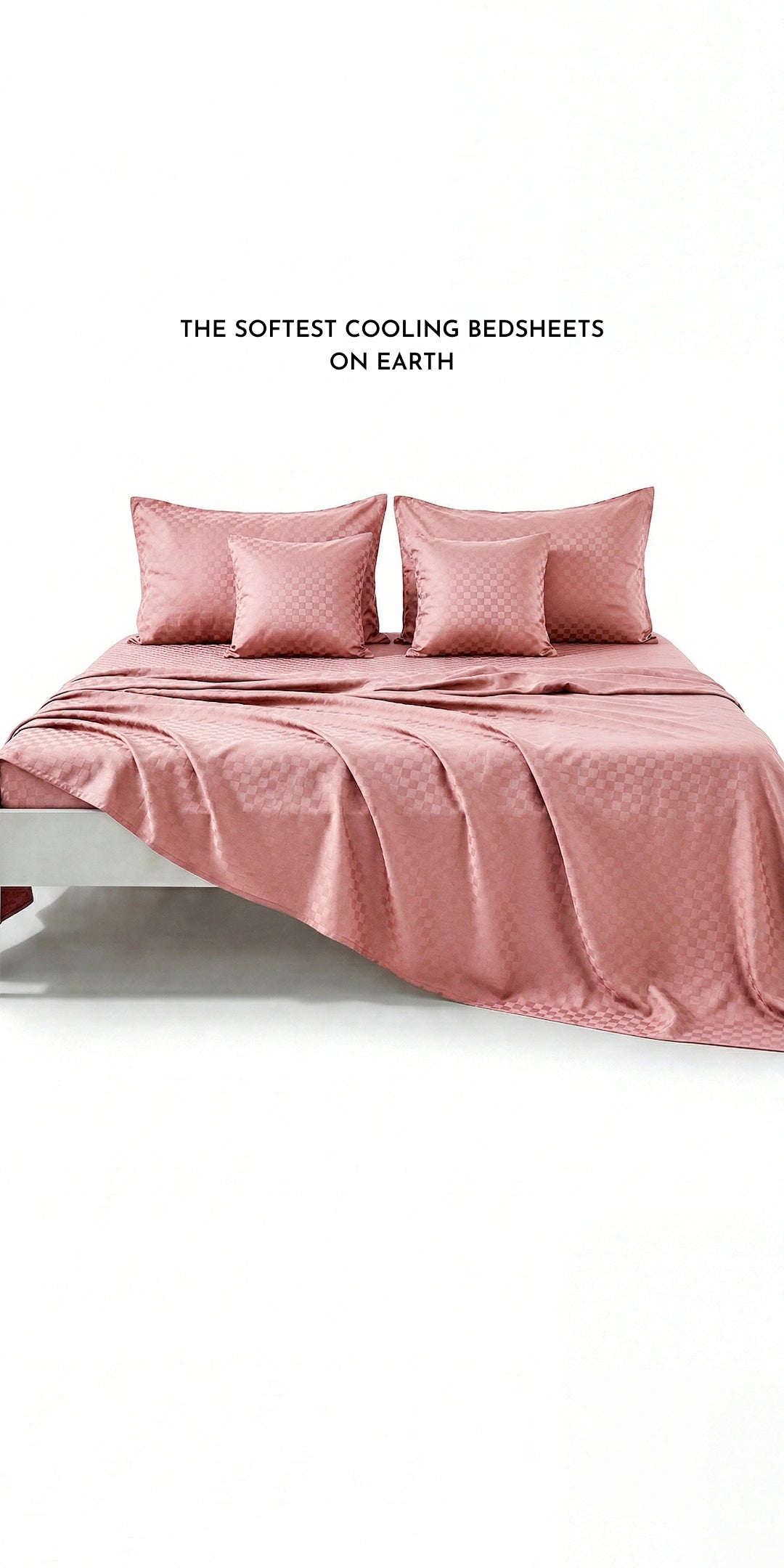 Zeries Egyptian Cotton Jacquard Bedsheets With 2 Pillow Cases & 2 Cushion Covers - Petal