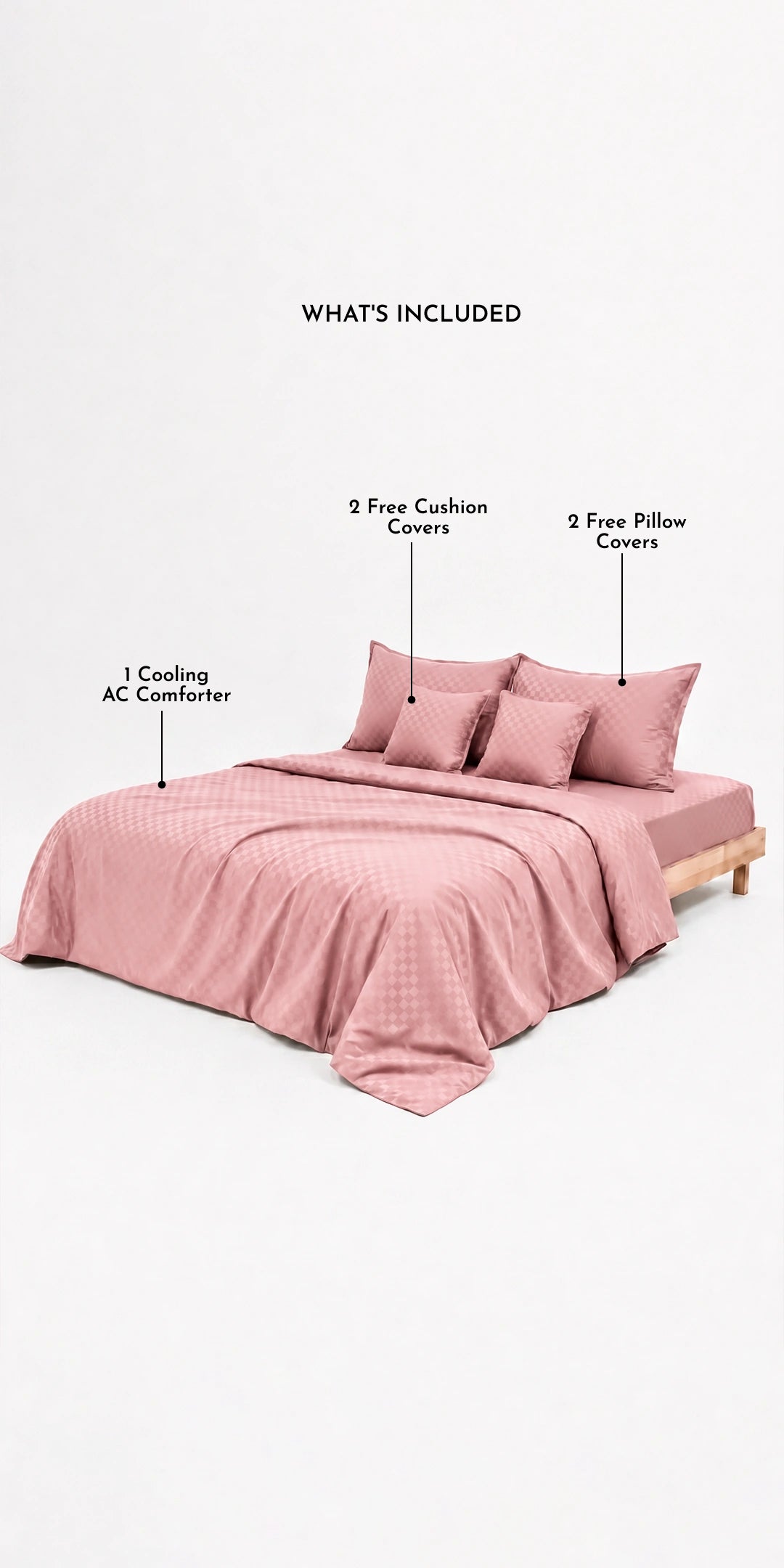 ZARF Egyptian Cotton Comforter With 2 Pillowcases & 2 Cushion Covers - Petal
