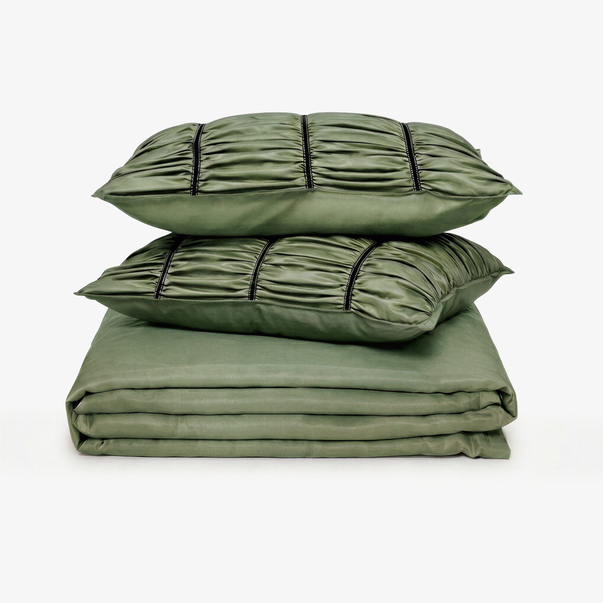 Zarf Italian Staple Weave Bedding Set Of 8 For Single Size Bed - Pine