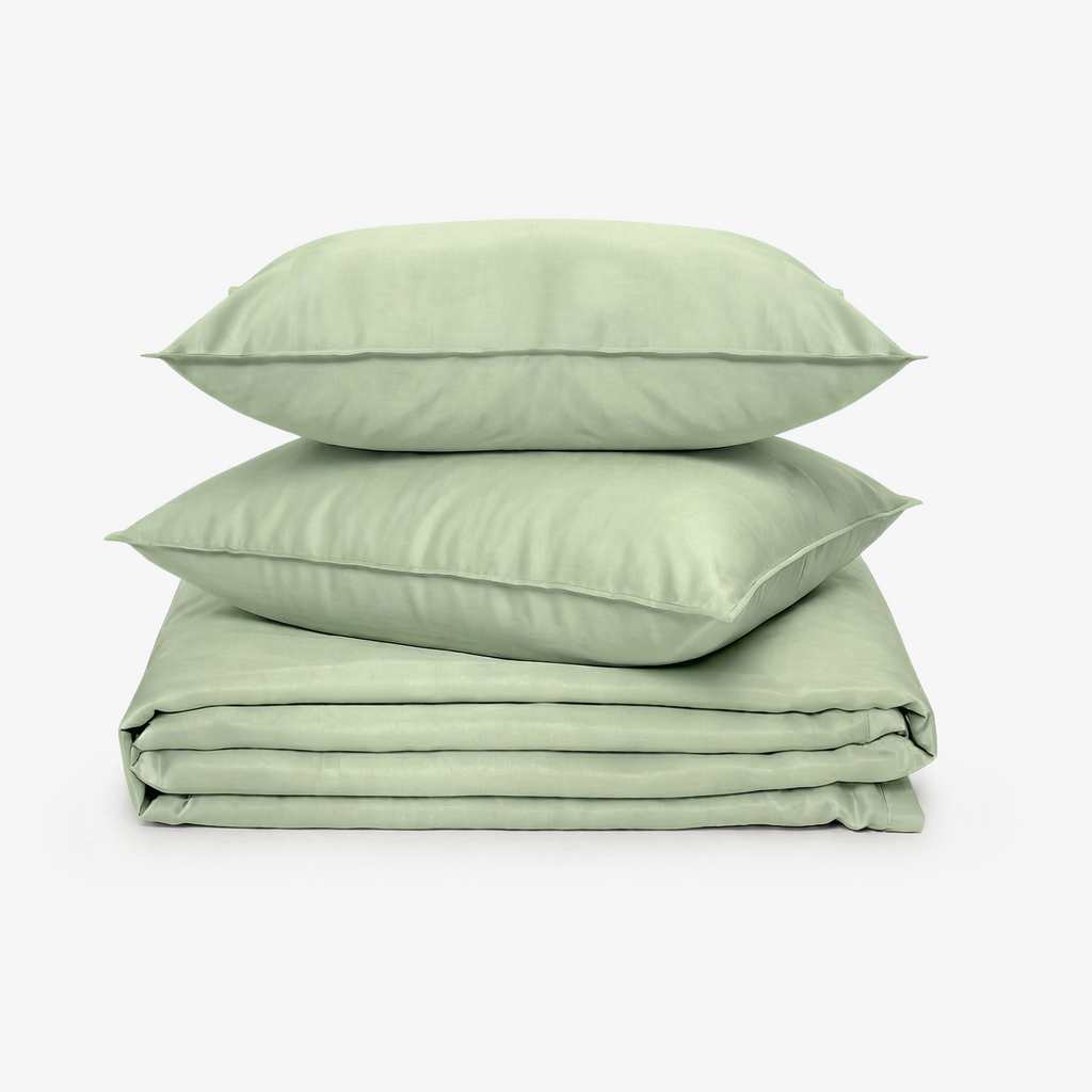 ZARF Italian Staple Weave Bedsheet With 2 Solid Pillowcases - Pine