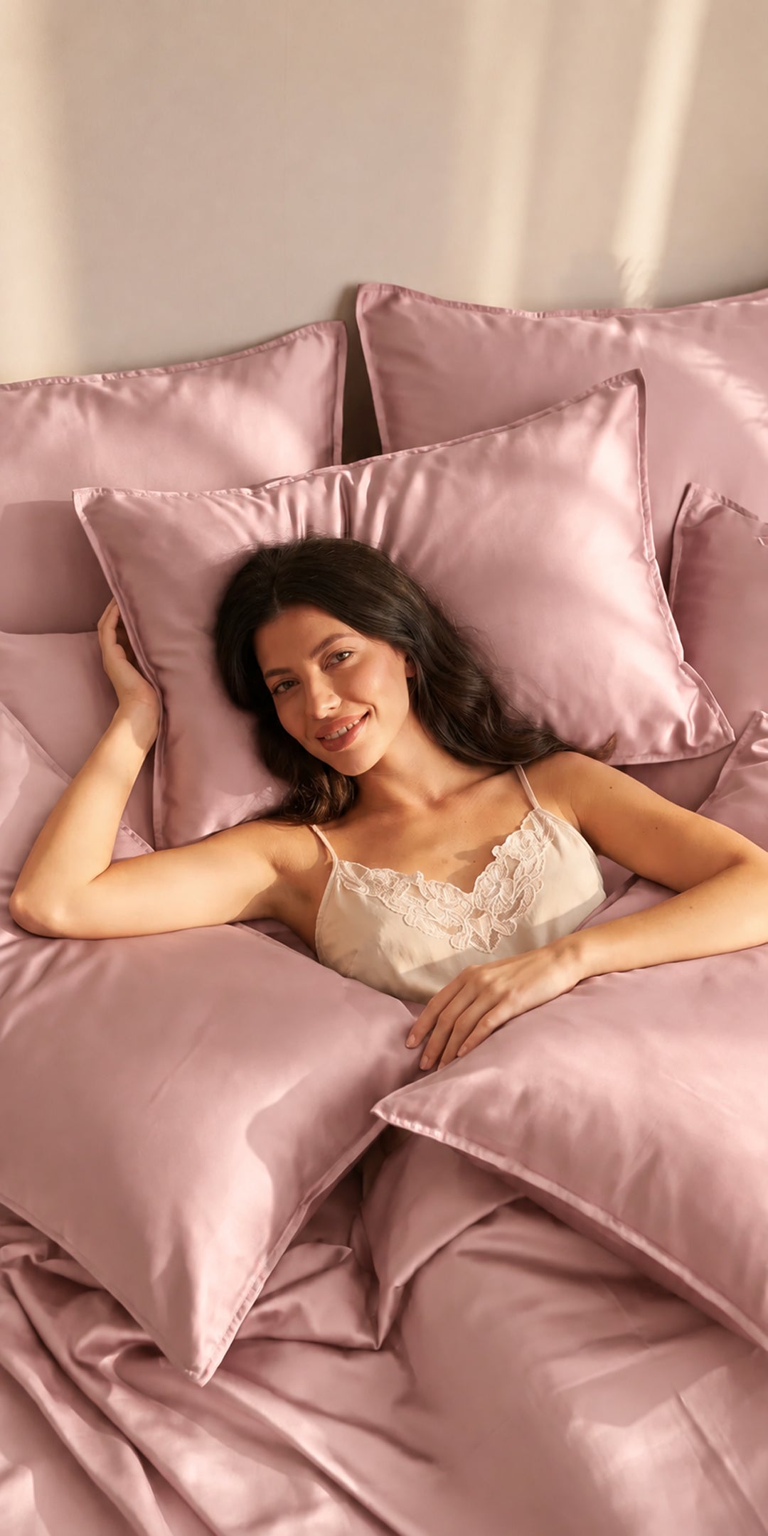 Zarf Glazed Charmeuse Satin Frizz-Reducing Pillow Cover - Orchid