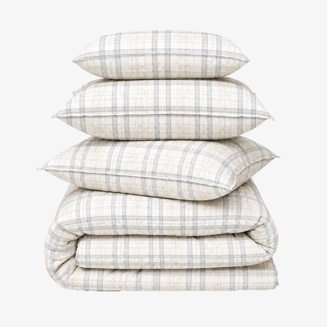 Zarf Linen Blend Bedding Set Of 9 - Pistachio