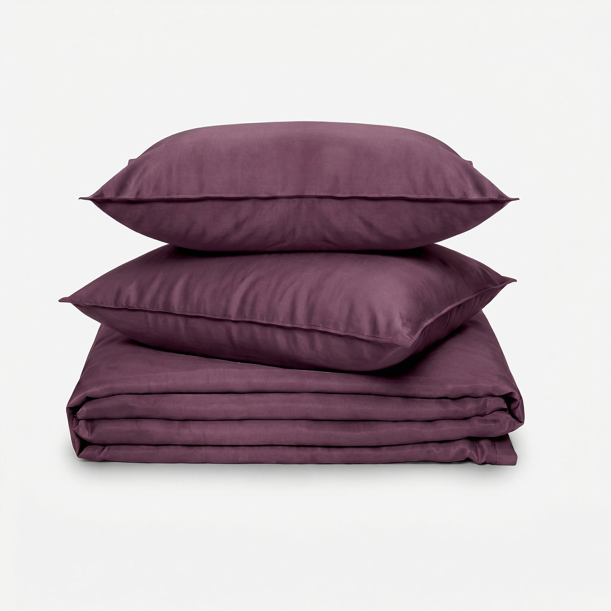 Zeries Egyptian Cotton Single Size Bedsheet With 2 Pillow Cases & 2 Cushion Covers - Plum