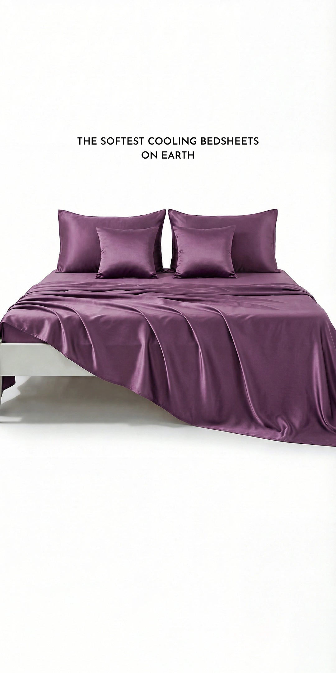 Zeries Egyptian Cotton Bedsheets With 2 Pillow Cases & 2 Cushion Covers - Plum