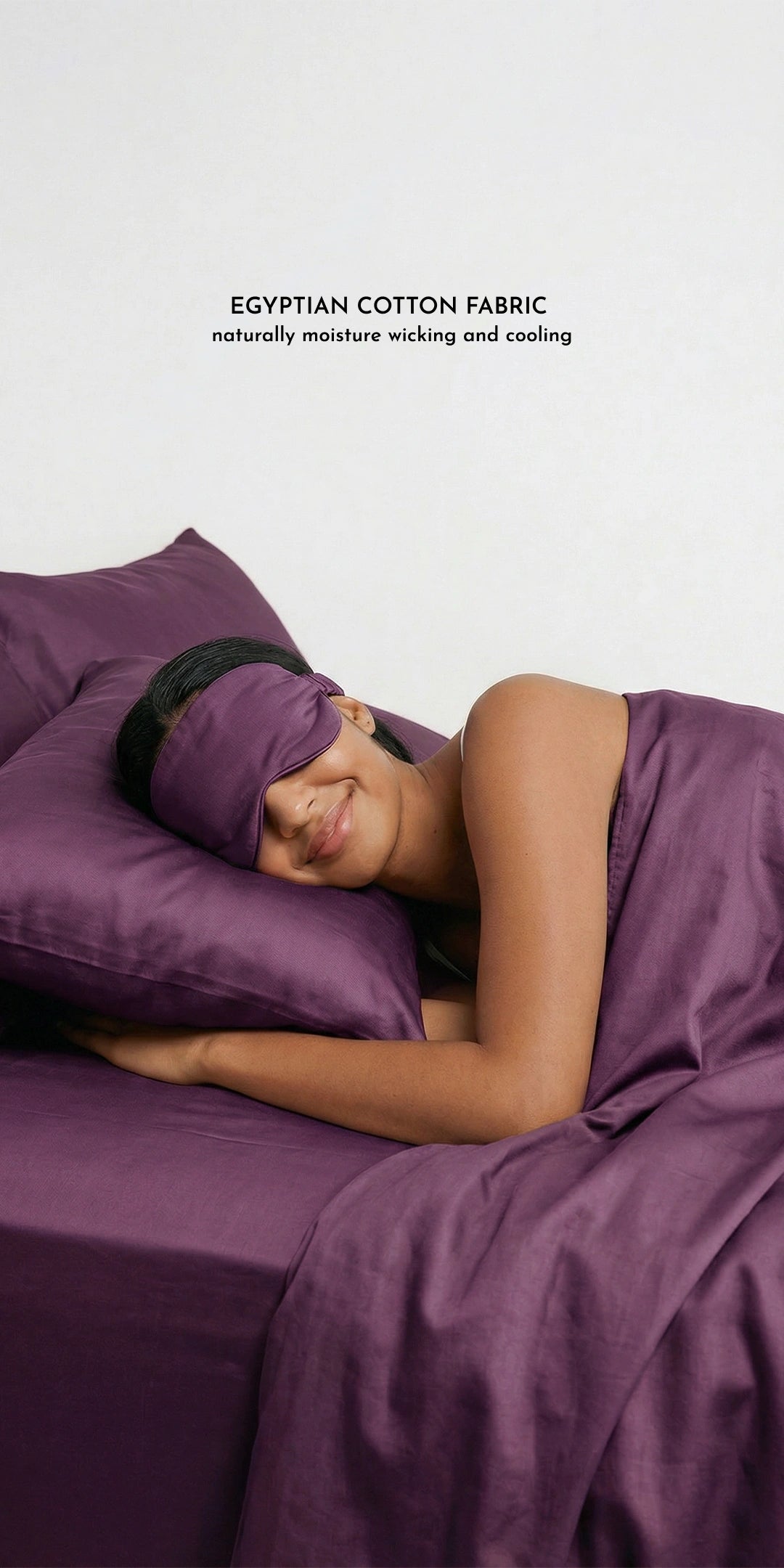 Zeries Egyptian Cotton Bedsheets With 2 Pillow Cases & 2 Cushion Covers - Plum