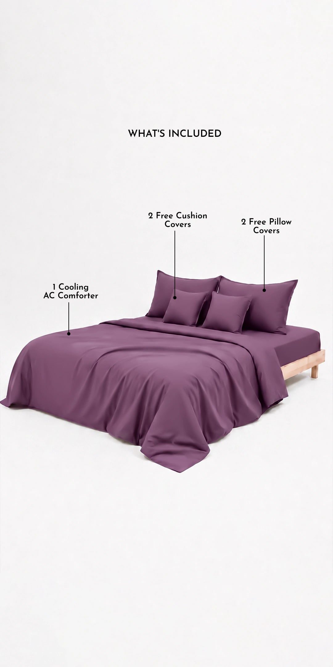ZARF Egyptian Cotton Comforter With 2 Pillowcases & 2 Cushion Covers - Plum